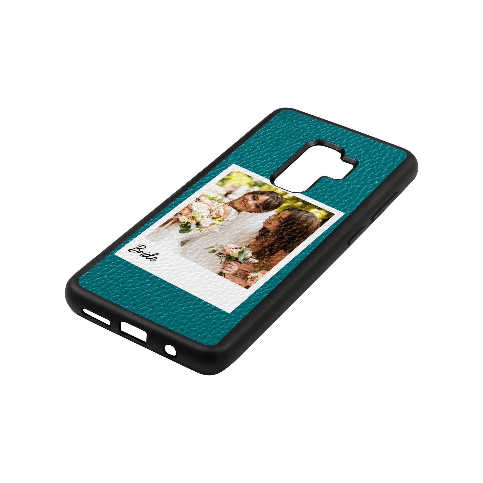 Bridal Photo Green Pebble Leather Samsung S9 Plus Case Side Angle