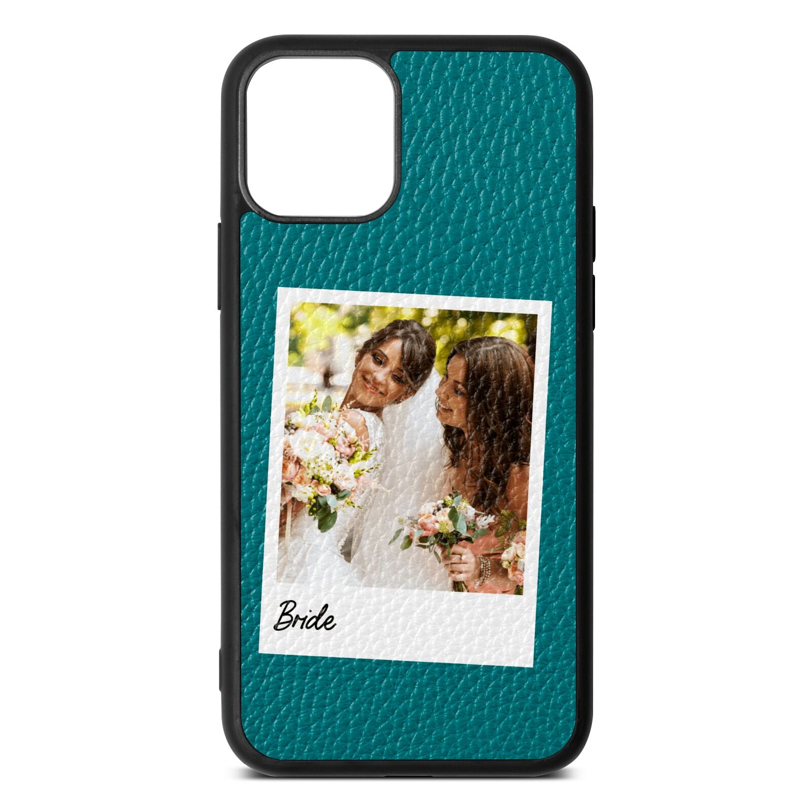 Bridal Photo Green Pebble Leather iPhone 11 Case