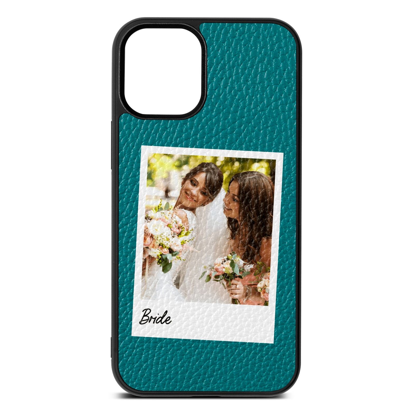 Bridal Photo Green Pebble Leather iPhone 12 Mini Case