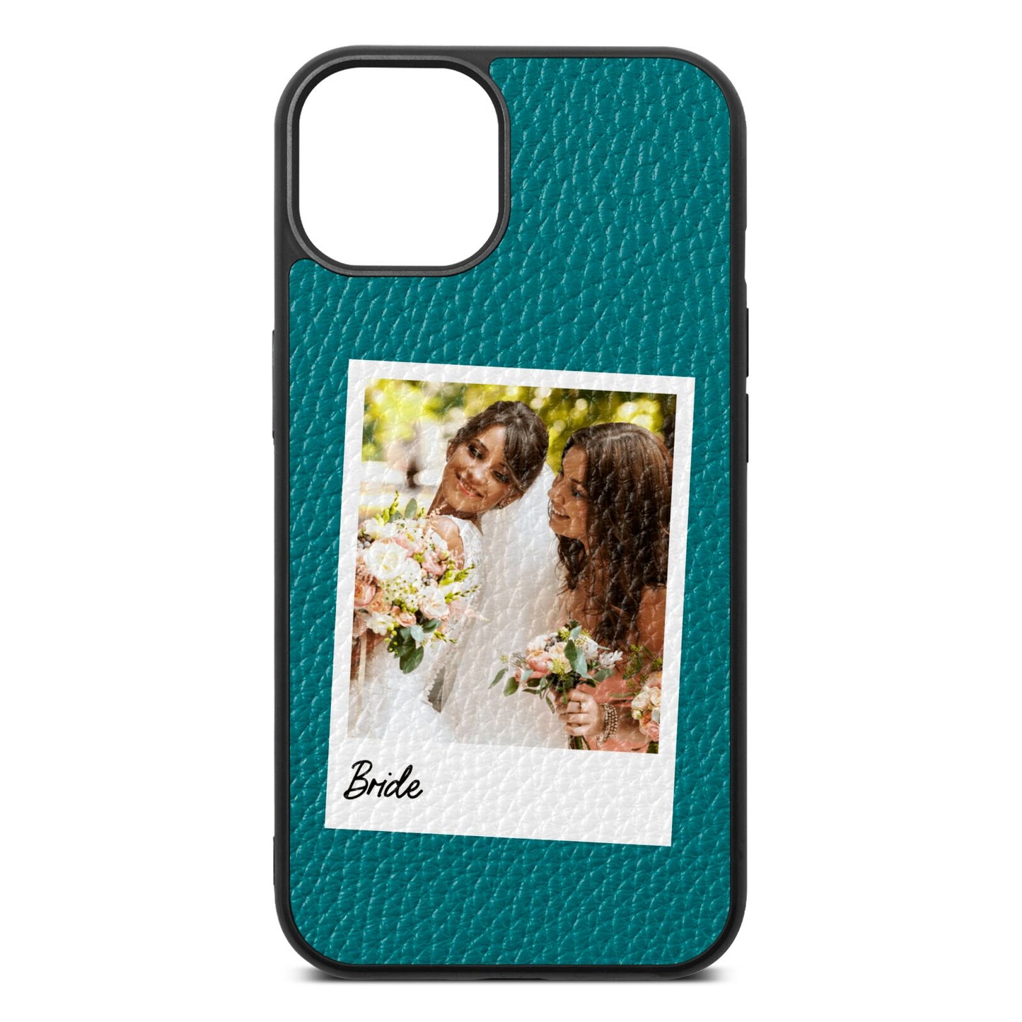 Bridal Photo Green Pebble Leather iPhone 13 Case