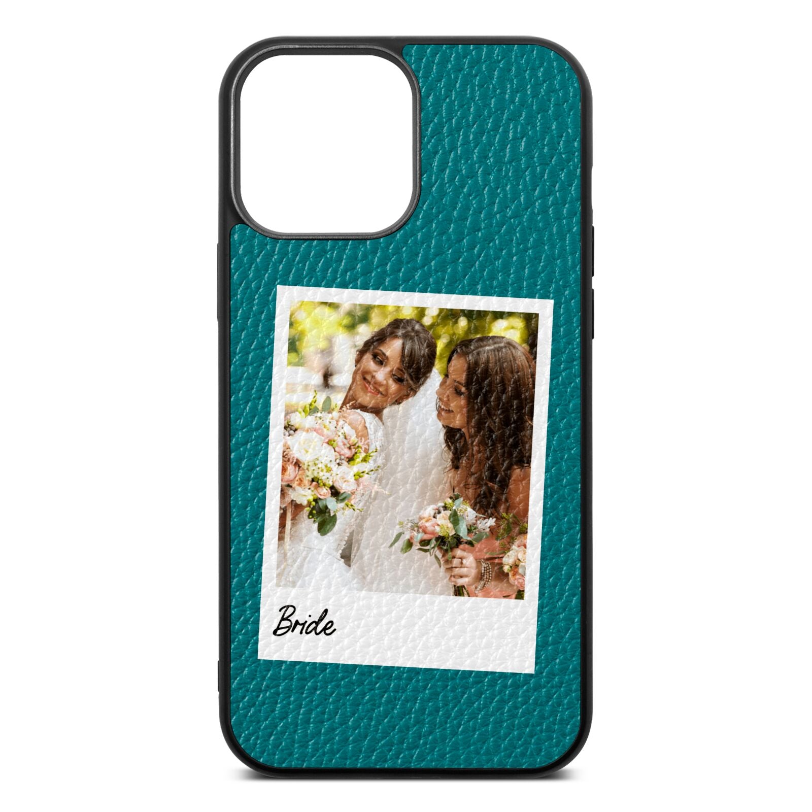 Bridal Photo Green Pebble Leather iPhone 13 Pro Max Case