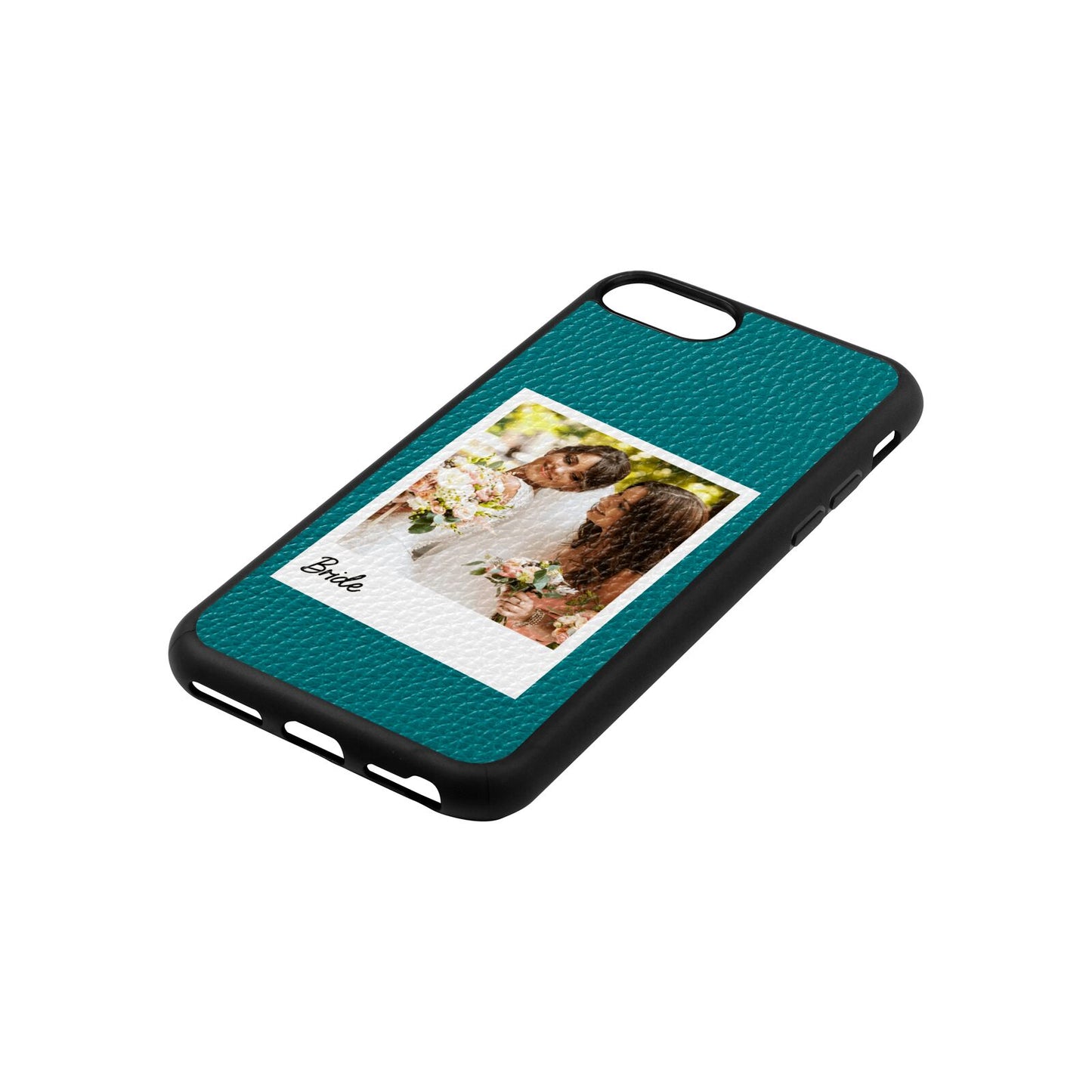 Bridal Photo Green Pebble Leather iPhone 8 Case Side Angle