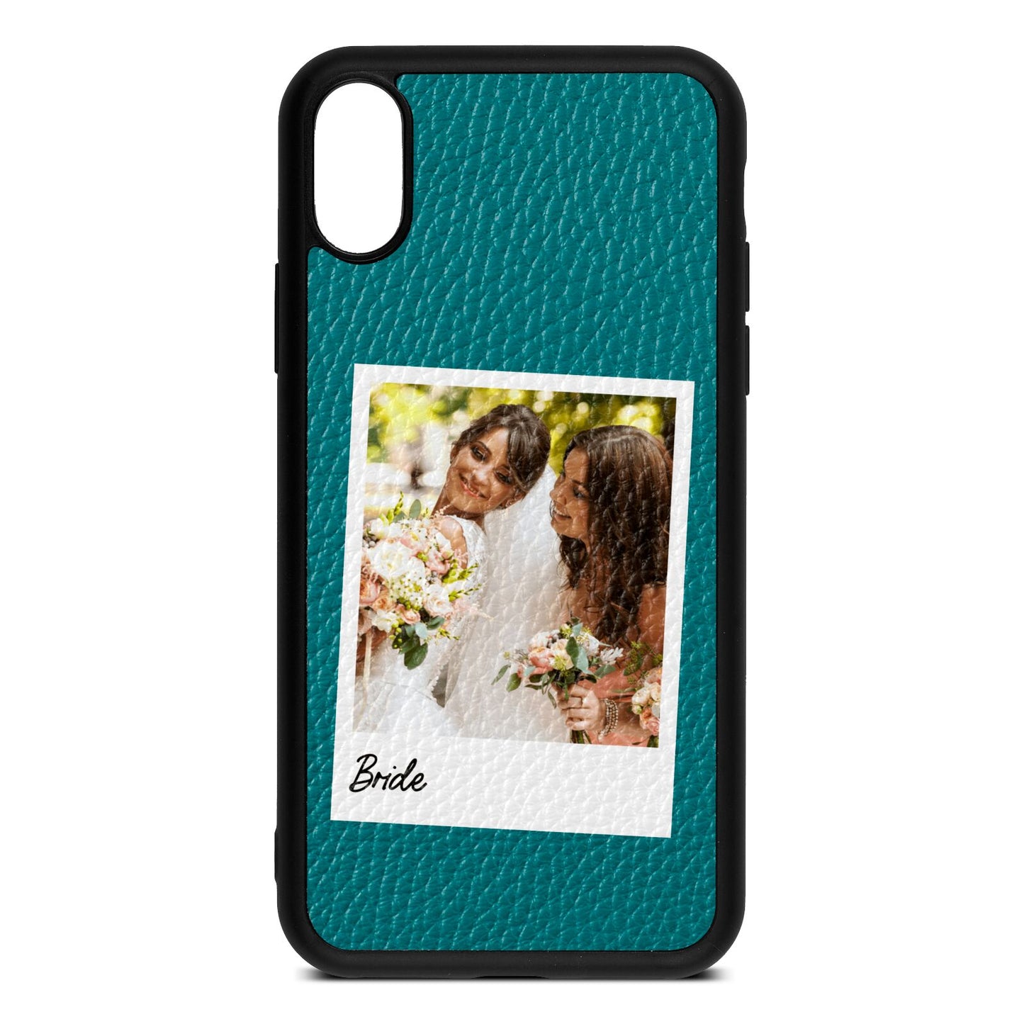 Bridal Photo Green Pebble Leather iPhone Xs Case
