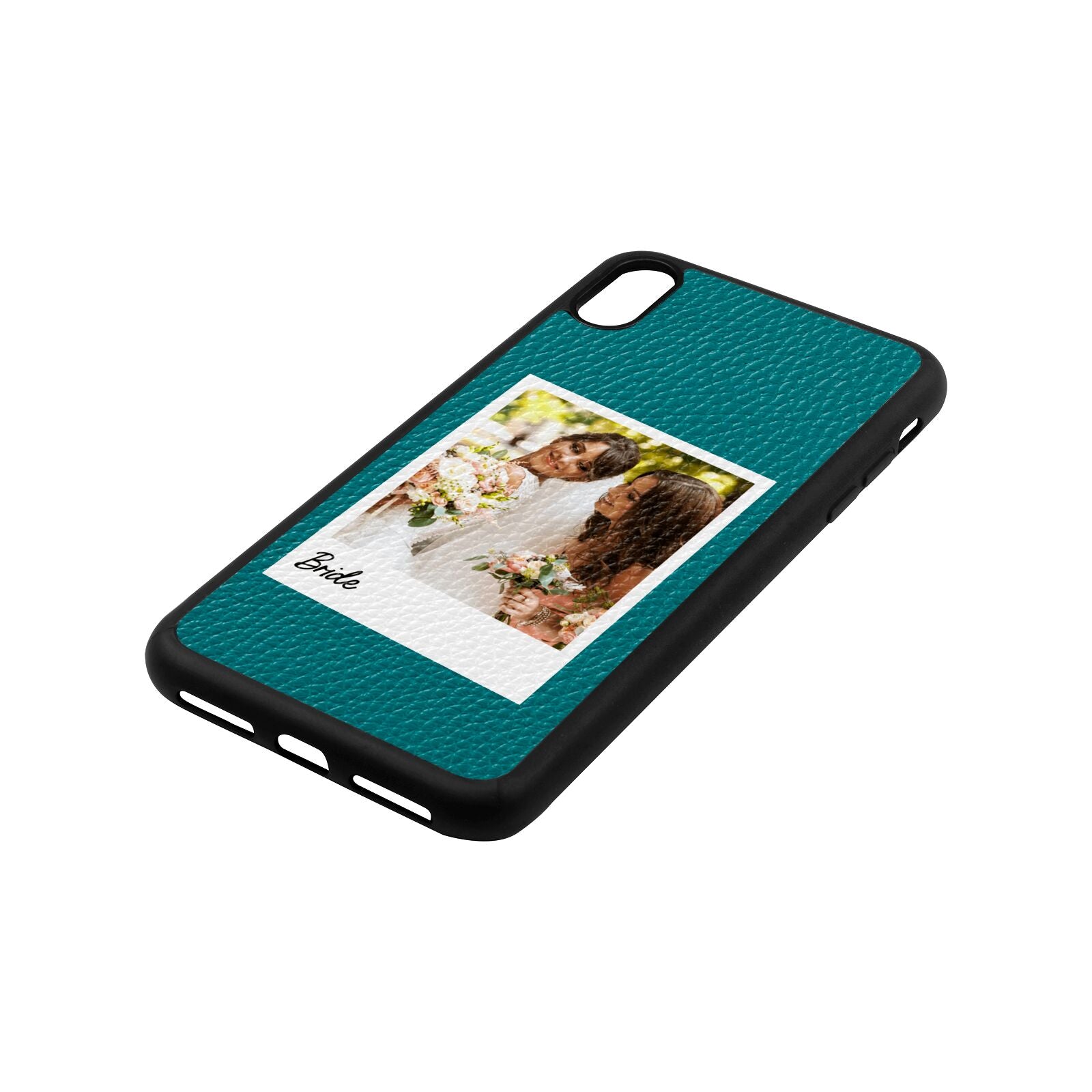 Bridal Photo Green Pebble Leather iPhone Xs Max Case Side Angle