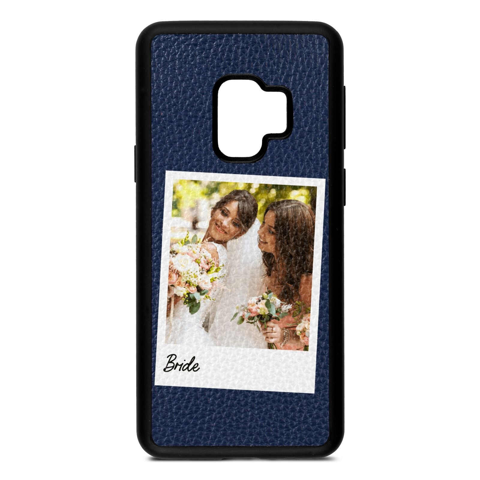 Bridal Photo Navy Blue Pebble Leather Samsung S9 Case