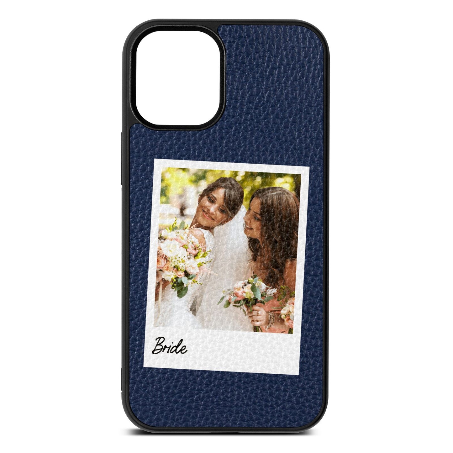 Bridal Photo Navy Blue Pebble Leather iPhone 12 Mini Case