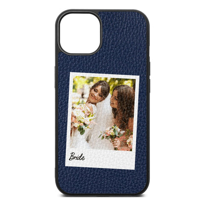 Bridal Photo Navy Blue Pebble Leather iPhone 13 Case
