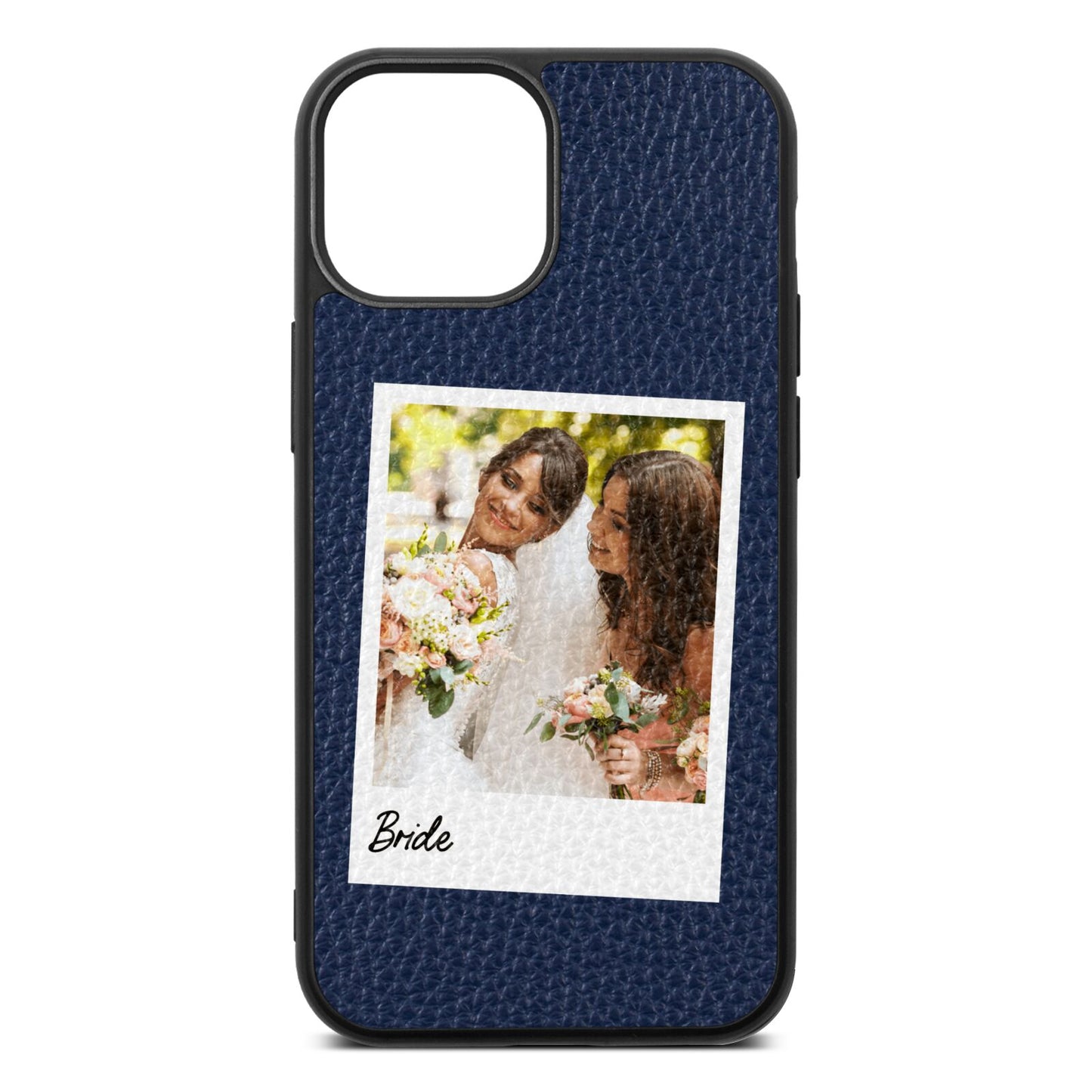 Bridal Photo Navy Blue Pebble Leather iPhone 13 Mini Case