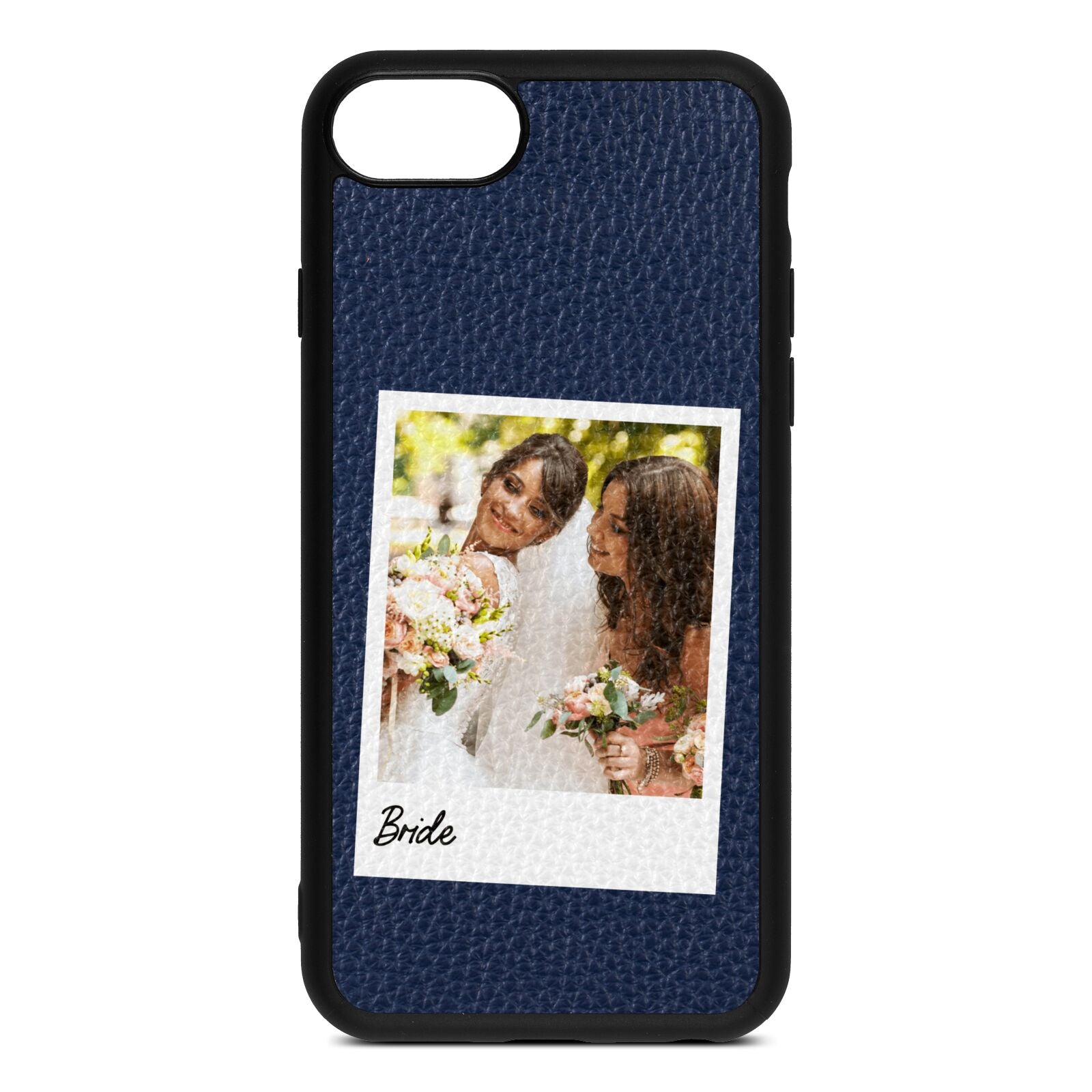 Bridal Photo Navy Blue Pebble Leather iPhone 8 Case