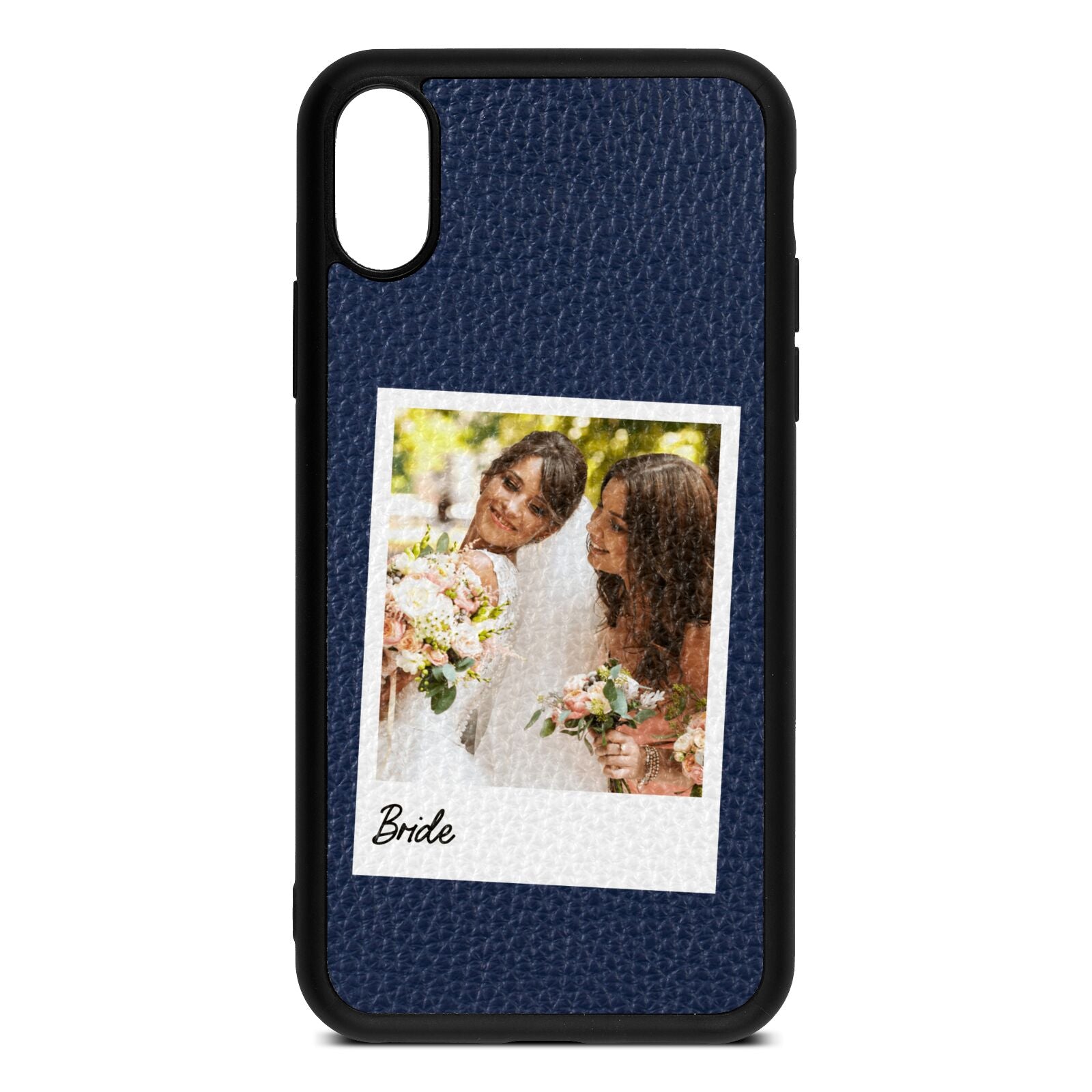 Bridal Photo Navy Blue Pebble Leather iPhone Xs Case