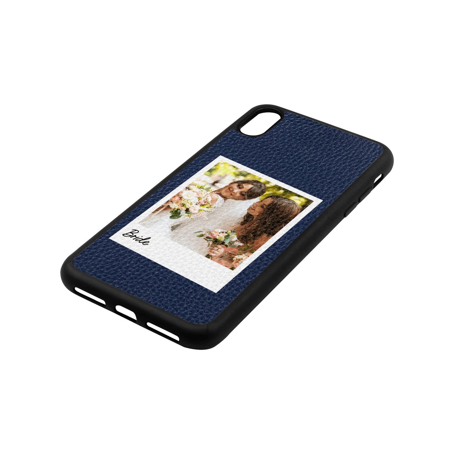 Bridal Photo Navy Blue Pebble Leather iPhone Xs Max Case Side Image