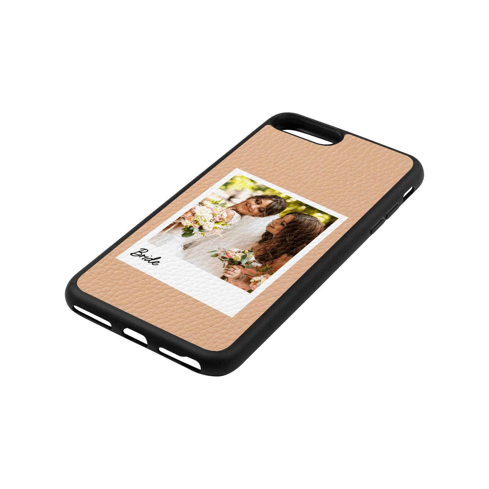 Bridal Photo Nude Pebble Leather iPhone 8 Plus Case Side Angle