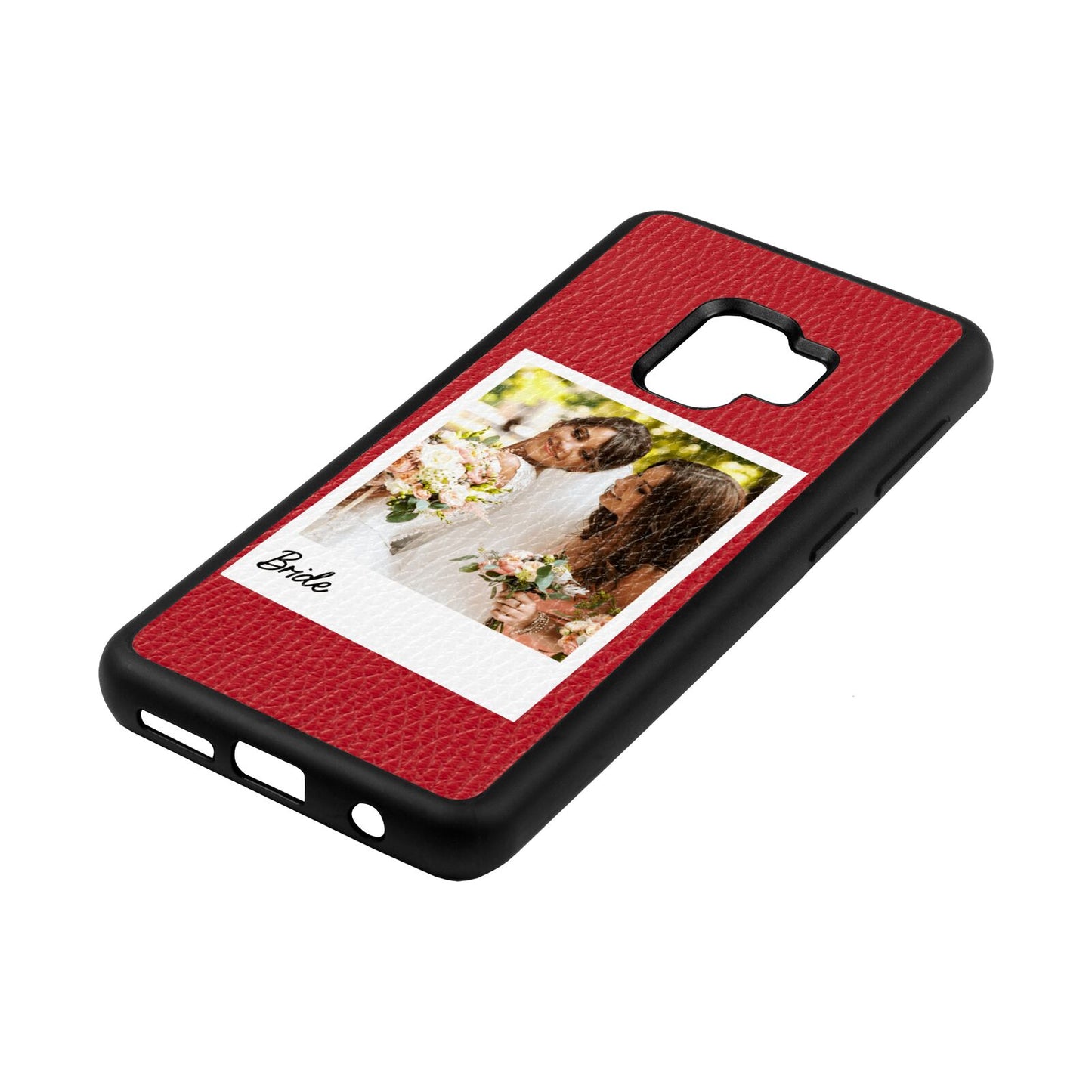Bridal Photo Red Pebble Leather Samsung S9 Case Side Angle