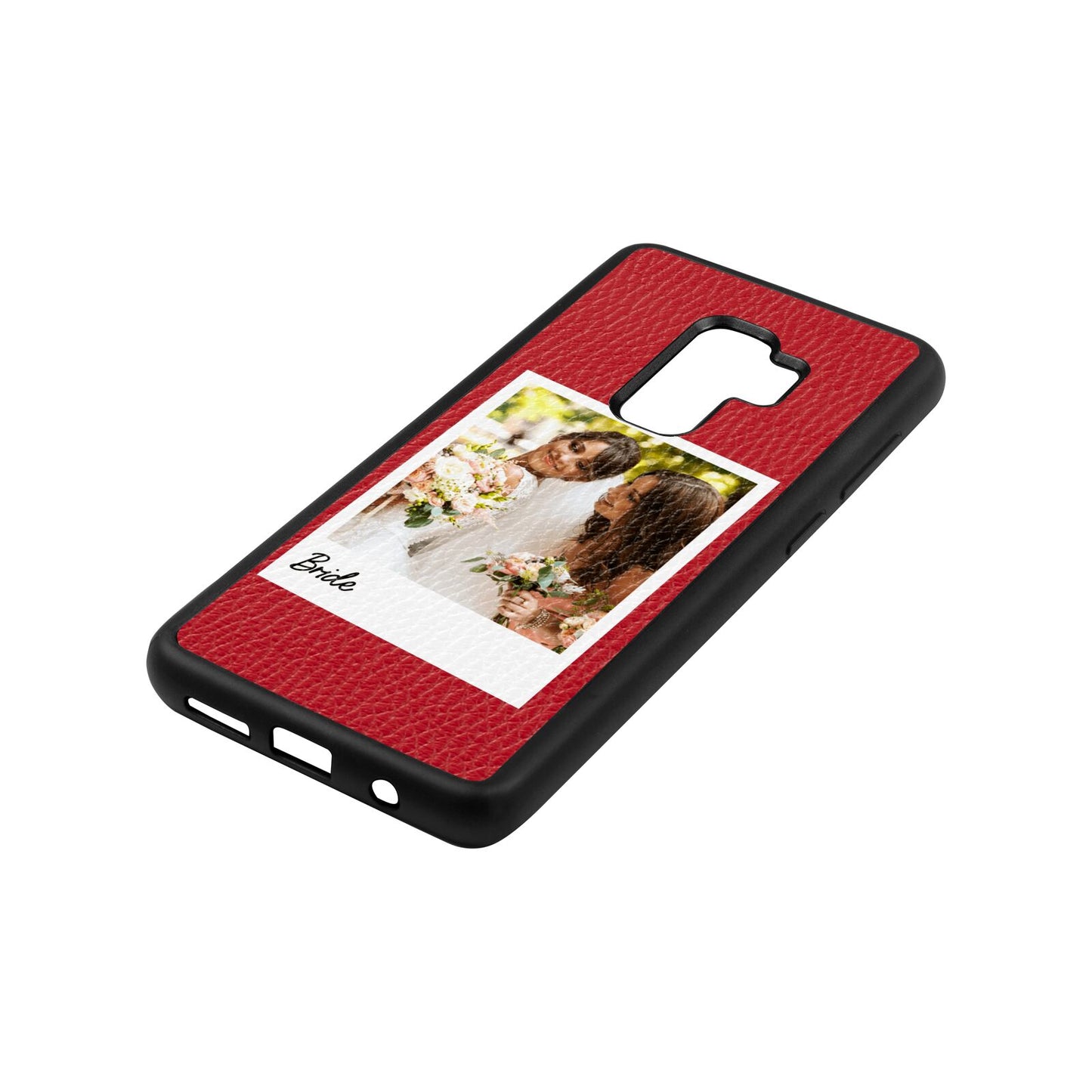 Bridal Photo Red Pebble Leather Samsung S9 Plus Case Side Angle