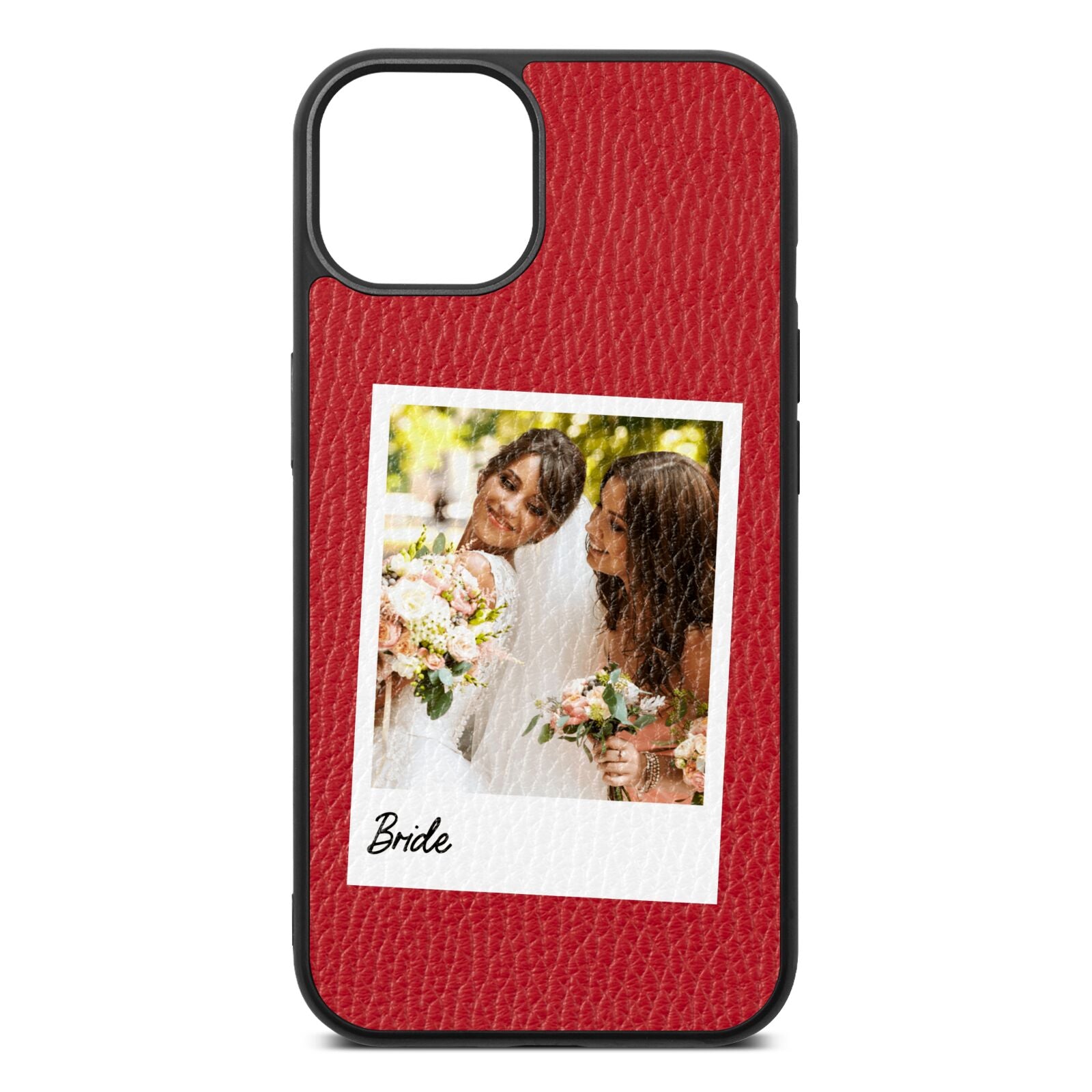 Bridal Photo Red Pebble Leather iPhone 13 Case