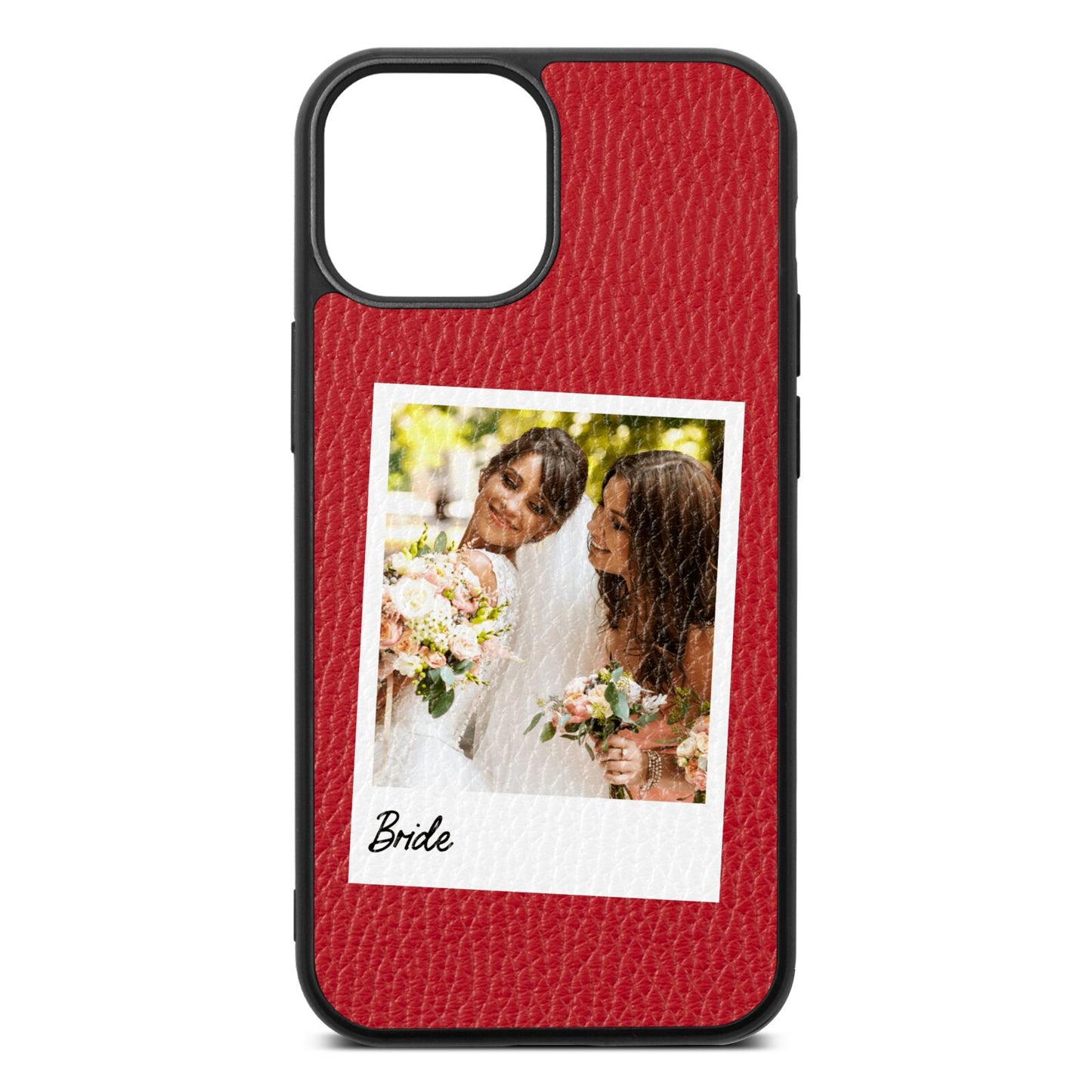 Bridal Photo Red Pebble Leather iPhone 13 Mini Case