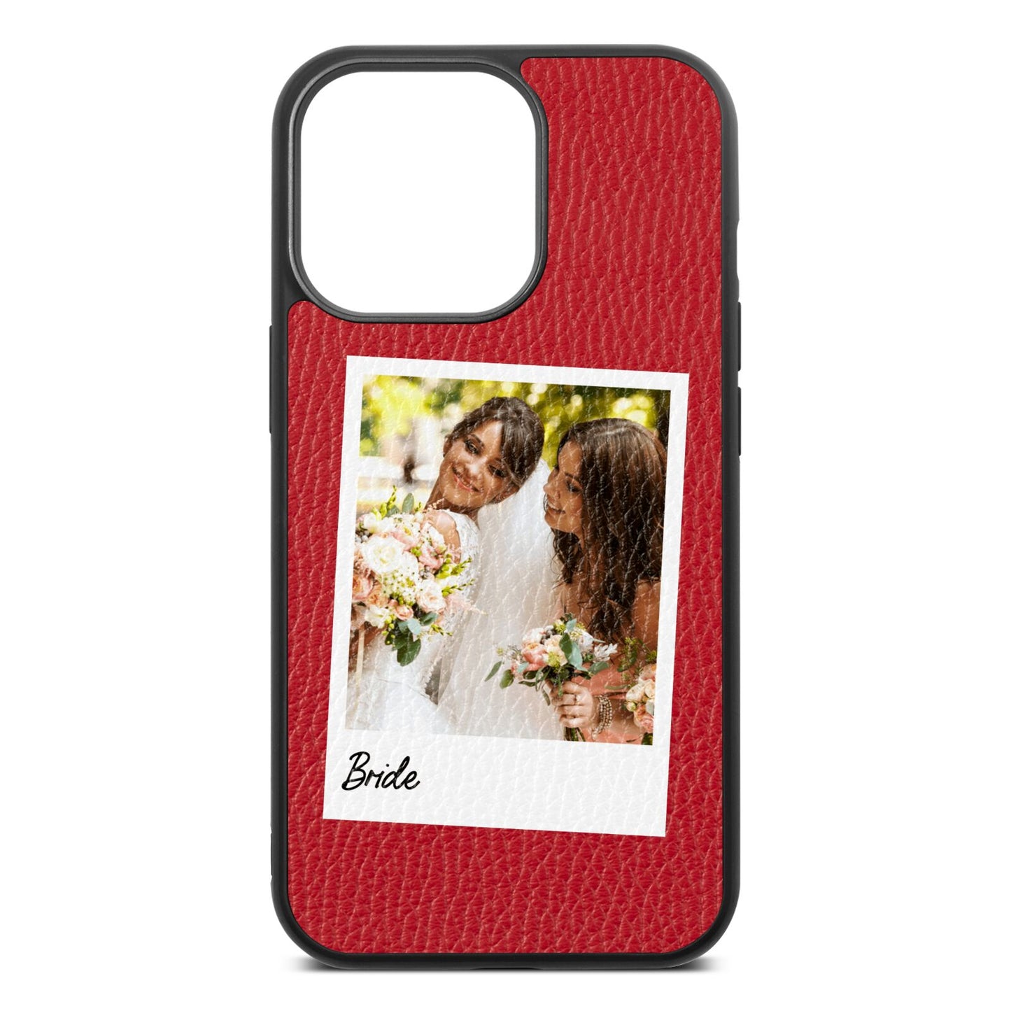 Bridal Photo Red Pebble Leather iPhone 13 Pro Case