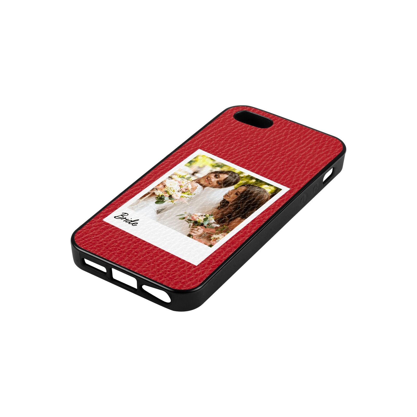 Bridal Photo Red Pebble Leather iPhone 5 Case Side Angle