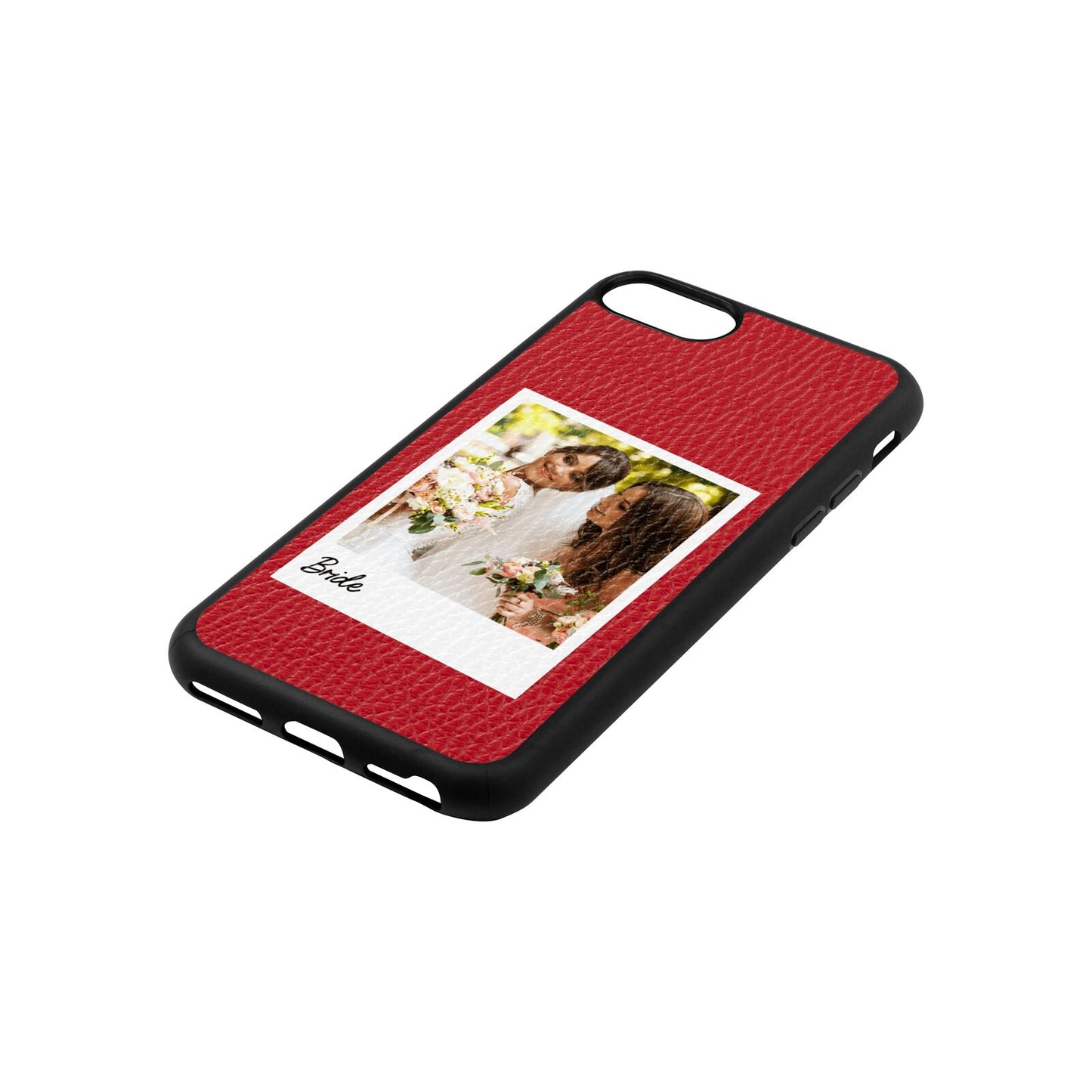 Bridal Photo Red Pebble Leather iPhone 8 Case Side Angle