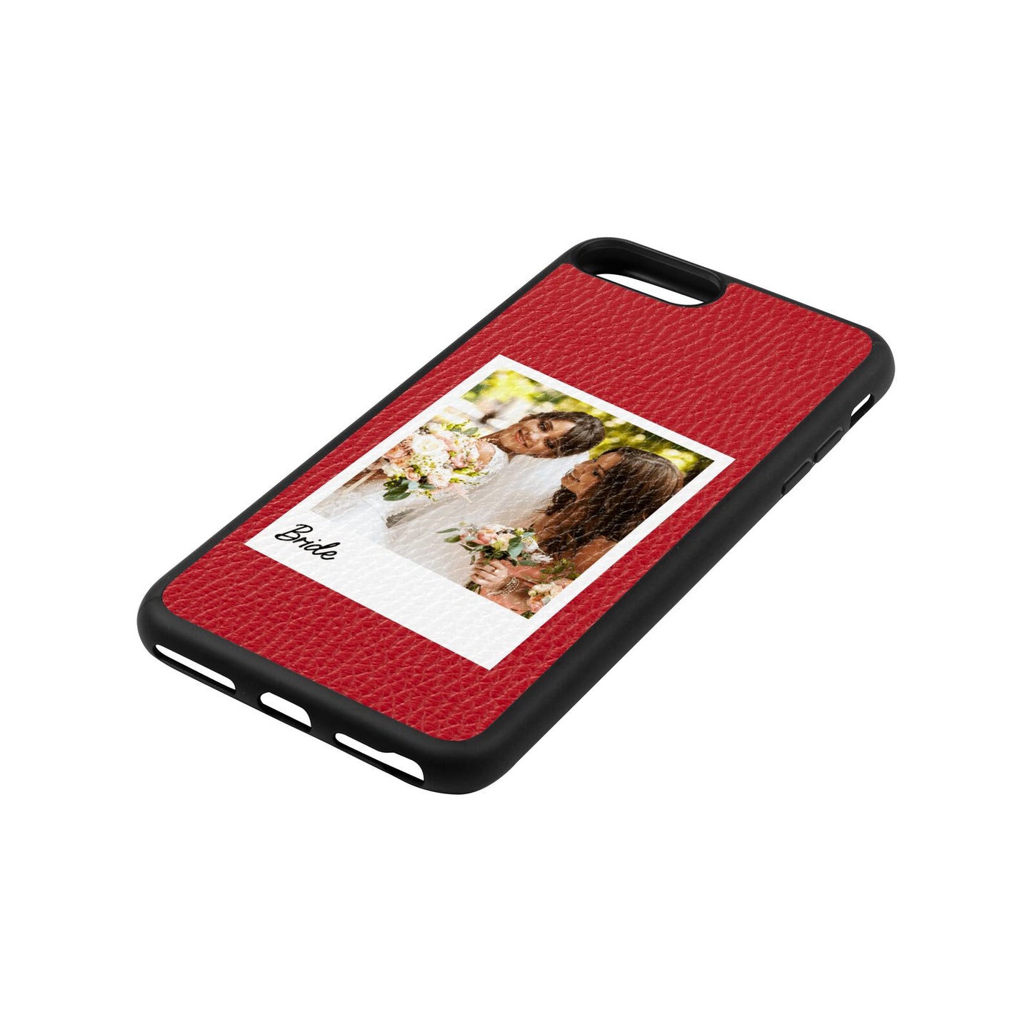 Bridal Photo Red Pebble Leather iPhone 8 Plus Case Side Angle