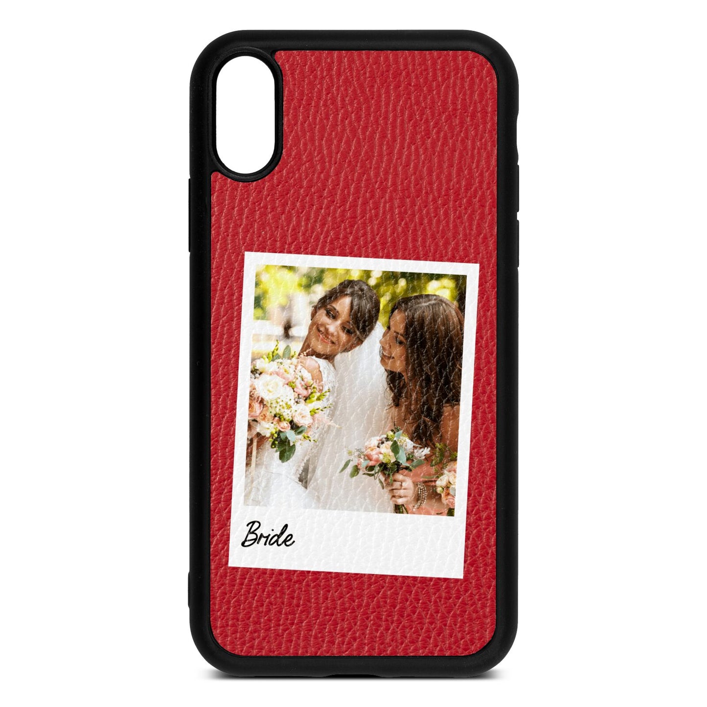 Bridal Photo Red Pebble Leather iPhone Xr Case