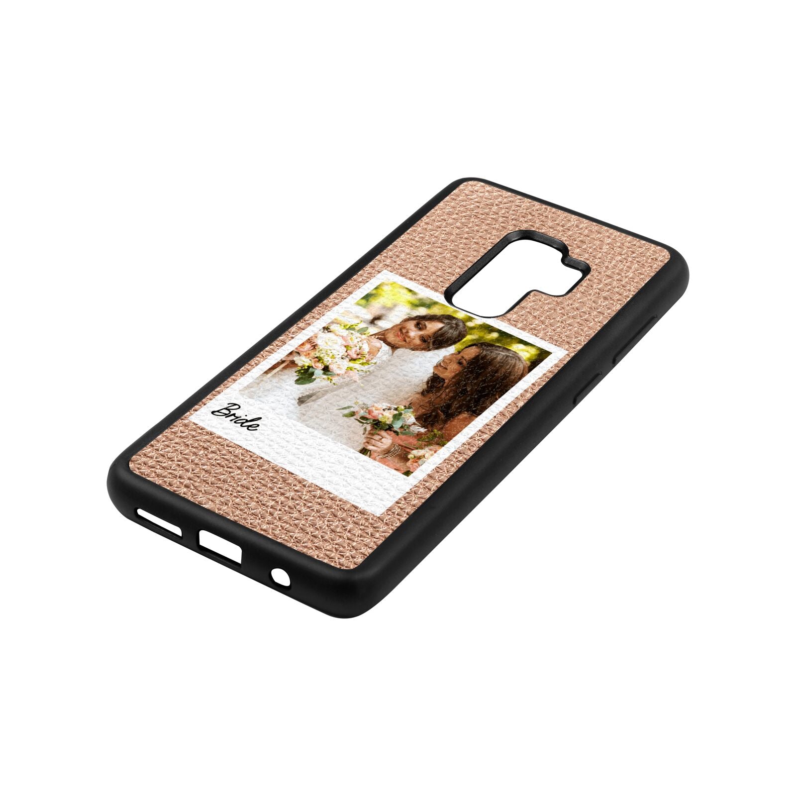 Bridal Photo Rose Gold Pebble Leather Samsung S9 Plus Case Side Angle