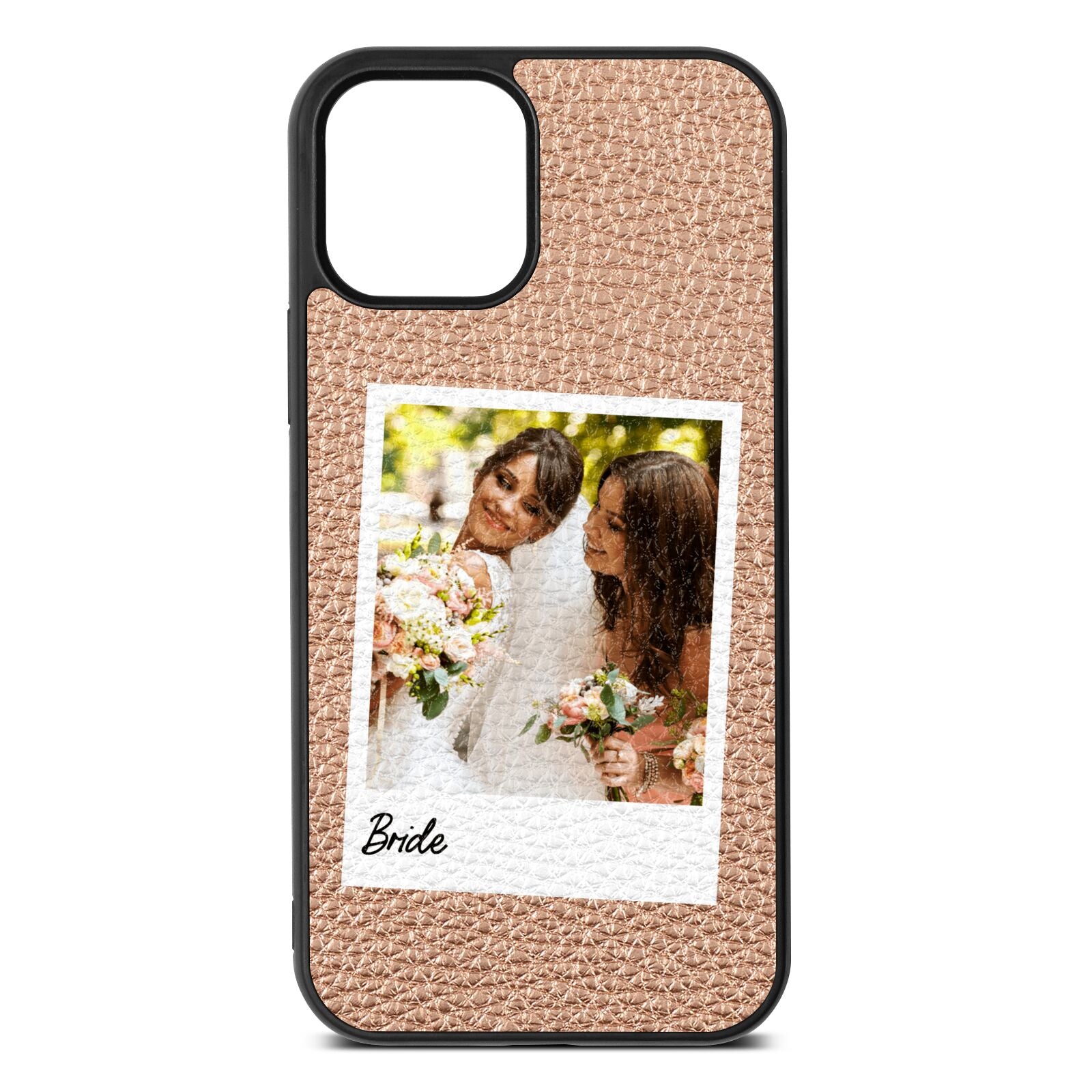 Bridal Photo Rose Gold Pebble Leather iPhone 12 Case