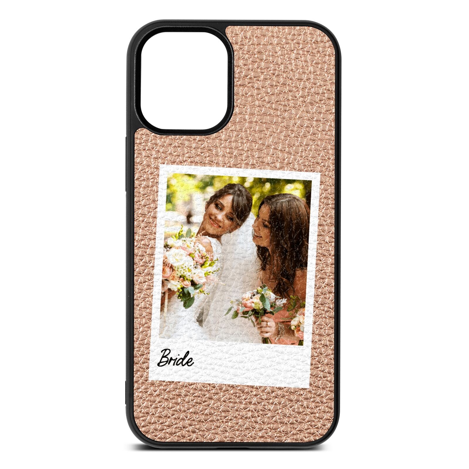 Bridal Photo Rose Gold Pebble Leather iPhone 12 Mini Case