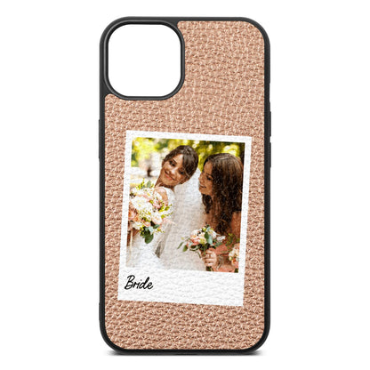 Bridal Photo Rose Gold Pebble Leather iPhone 13 Case