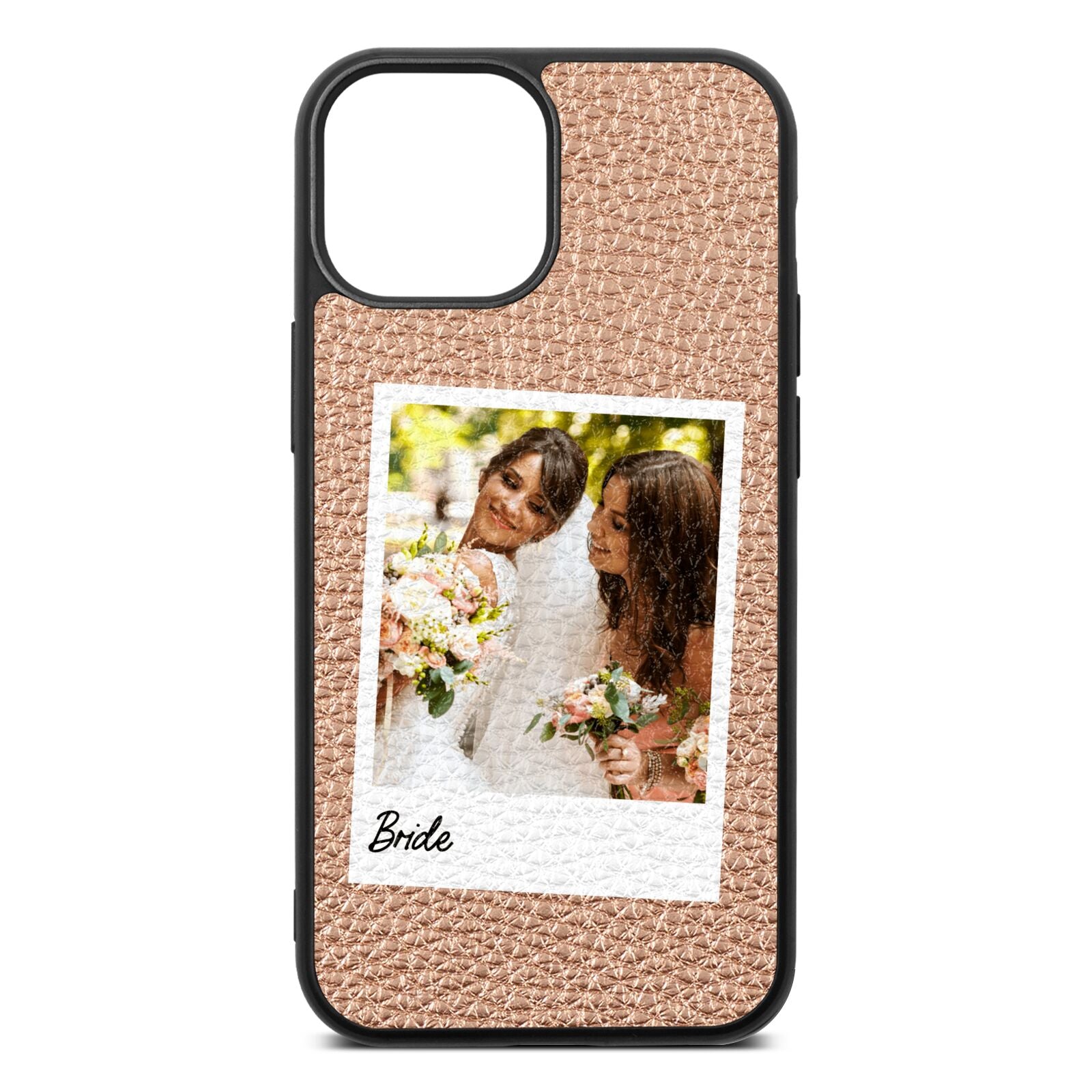 Bridal Photo Rose Gold Pebble Leather iPhone 13 Mini Case