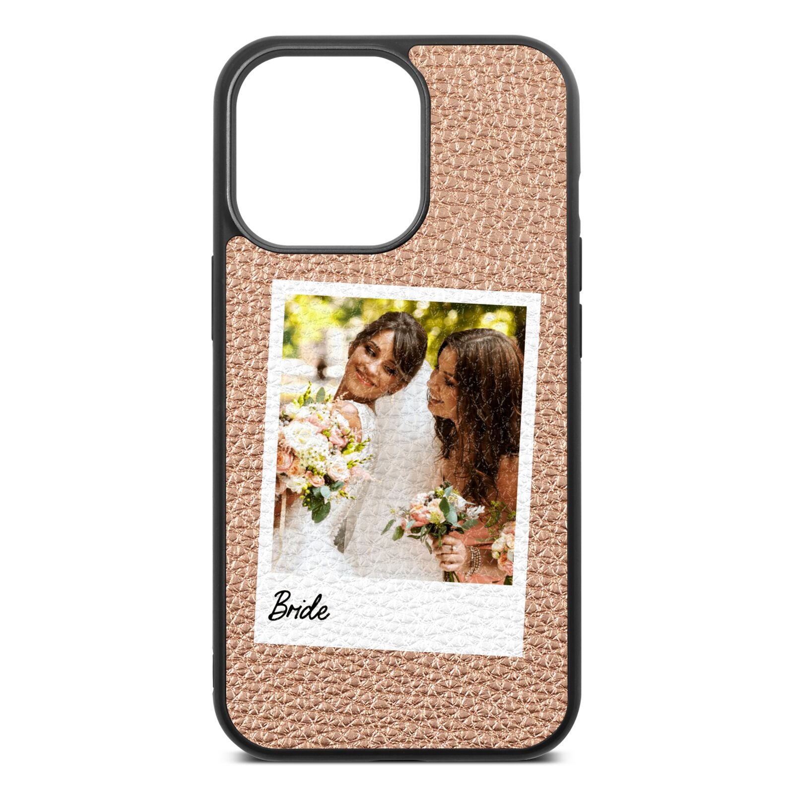 Bridal Photo Rose Gold Pebble Leather iPhone 13 Pro Case