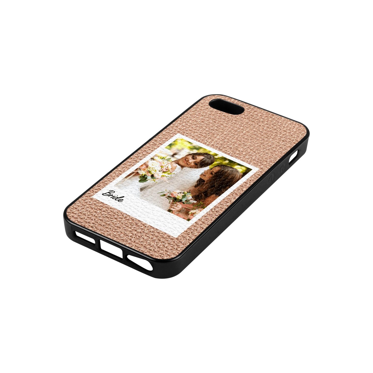 Bridal Photo Rose Gold Pebble Leather iPhone 5 Case Side Angle