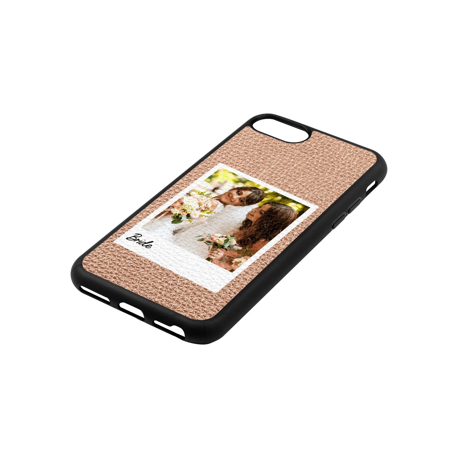 Bridal Photo Rose Gold Pebble Leather iPhone 8 Case Side Angle