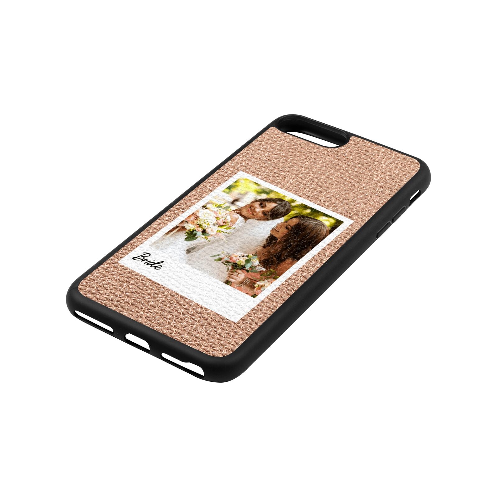 Bridal Photo Rose Gold Pebble Leather iPhone 8 Plus Case Side Angle