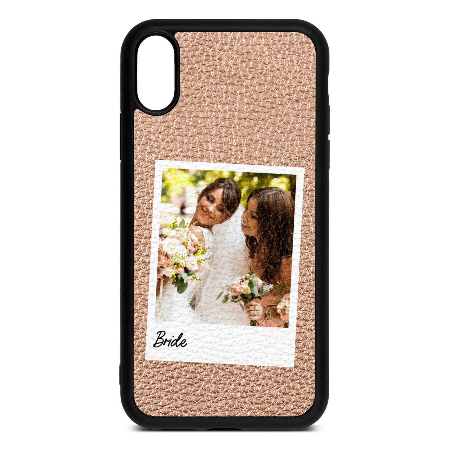 Bridal Photo Rose Gold Pebble Leather iPhone Xr Case