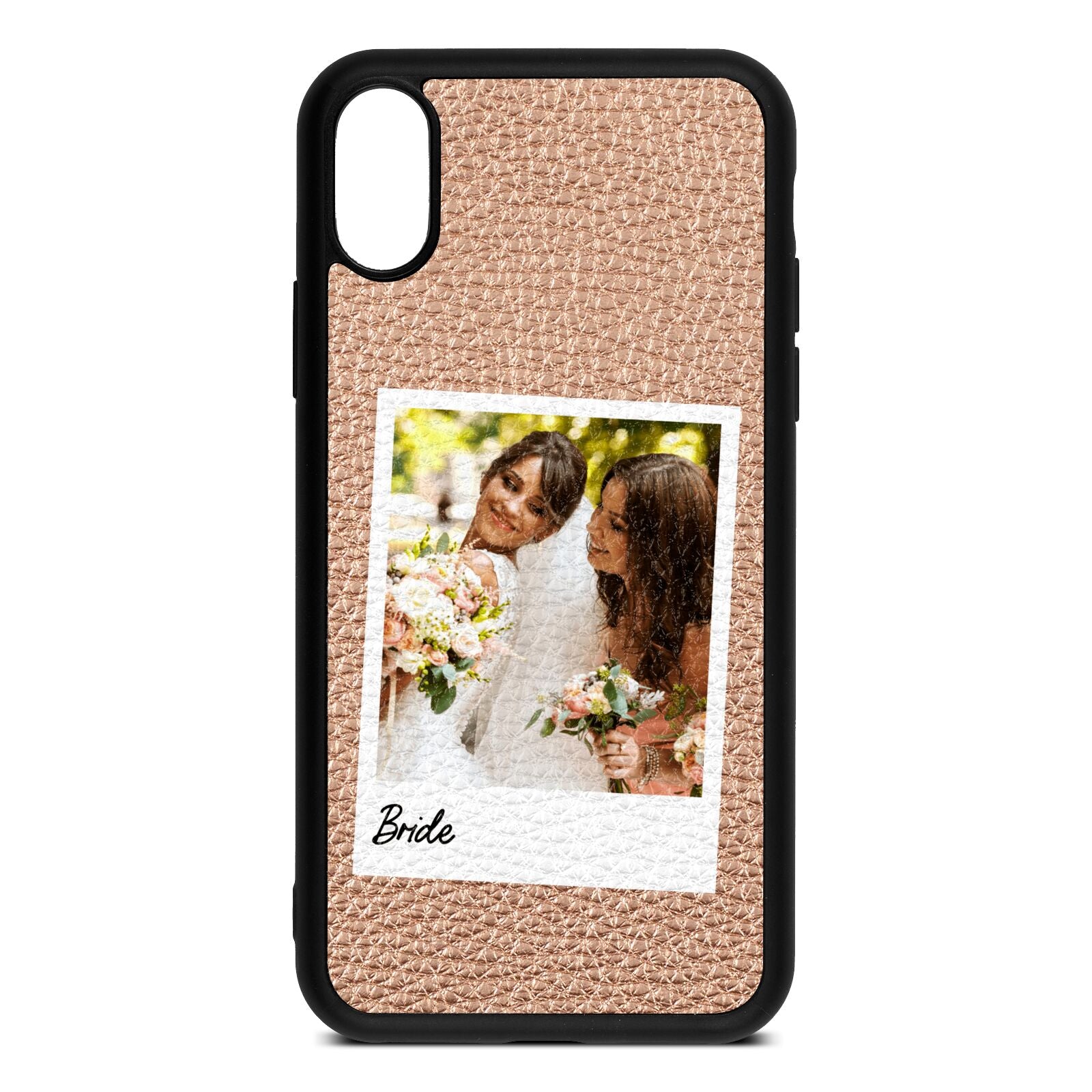Bridal Photo Rose Gold Pebble Leather iPhone Xs Case