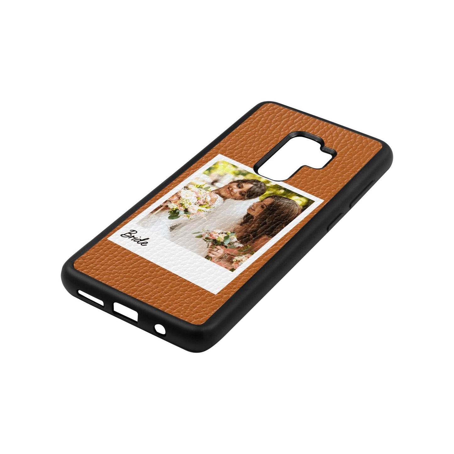 Bridal Photo Tan Pebble Leather Samsung S9 Plus Case Side Angle