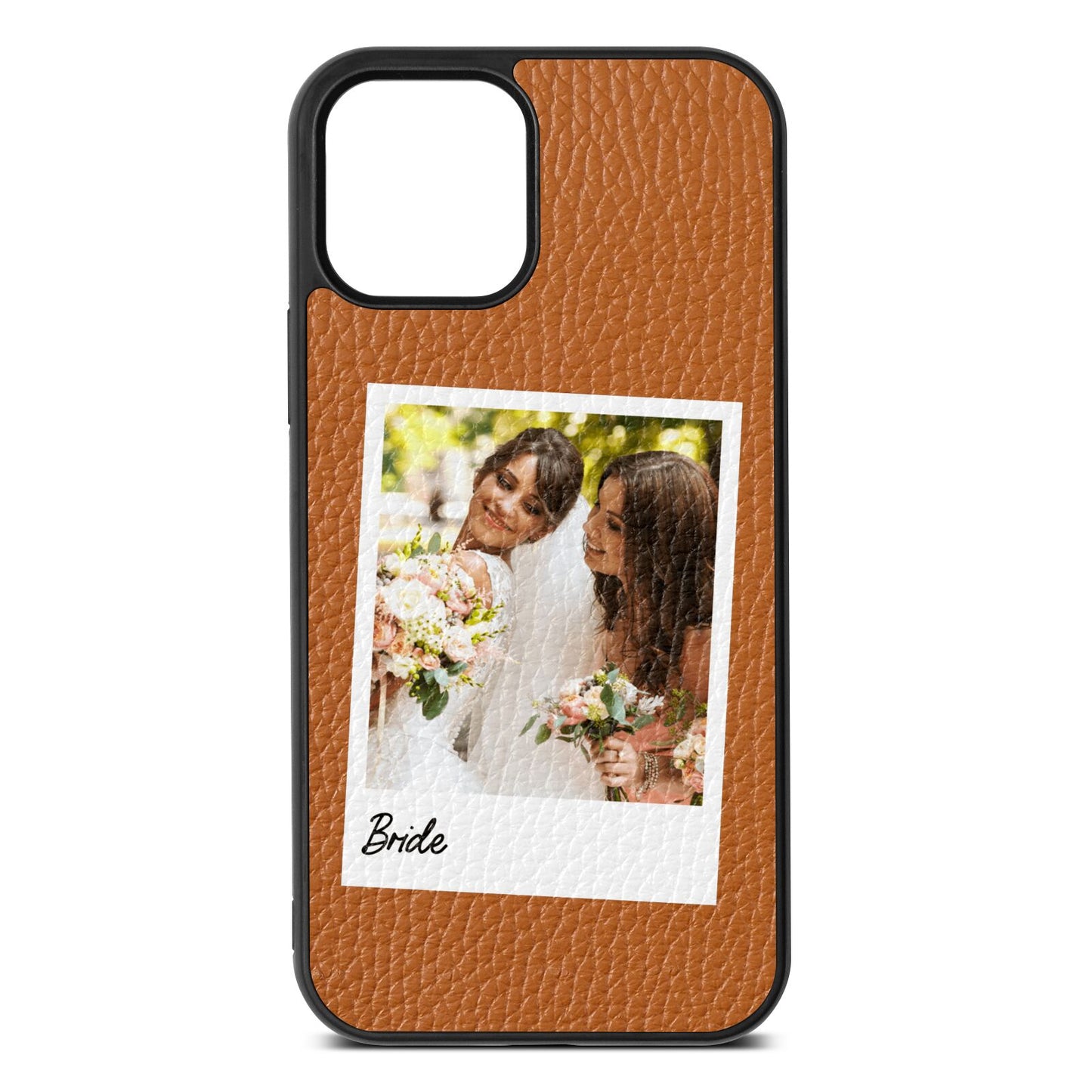 Bridal Photo Tan Pebble Leather iPhone 12 Case