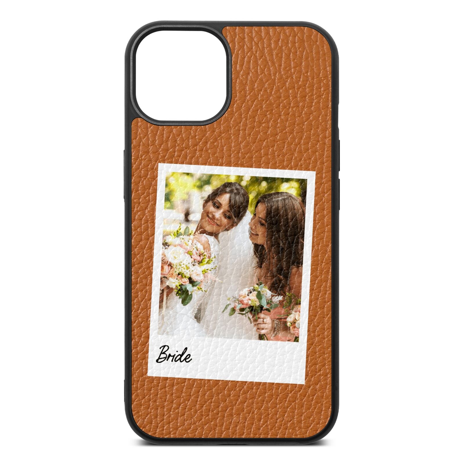 Bridal Photo Tan Pebble Leather iPhone 13 Case