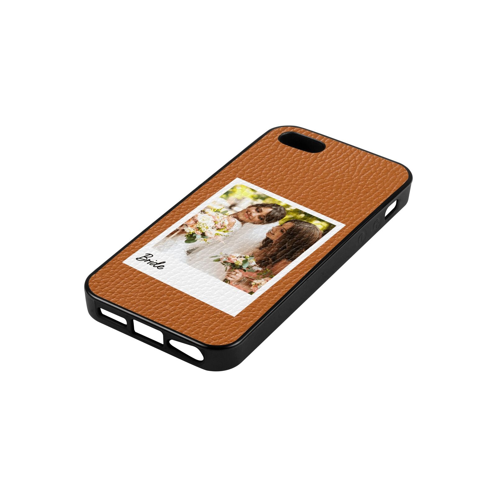 Bridal Photo Tan Pebble Leather iPhone 5 Case Side Angle