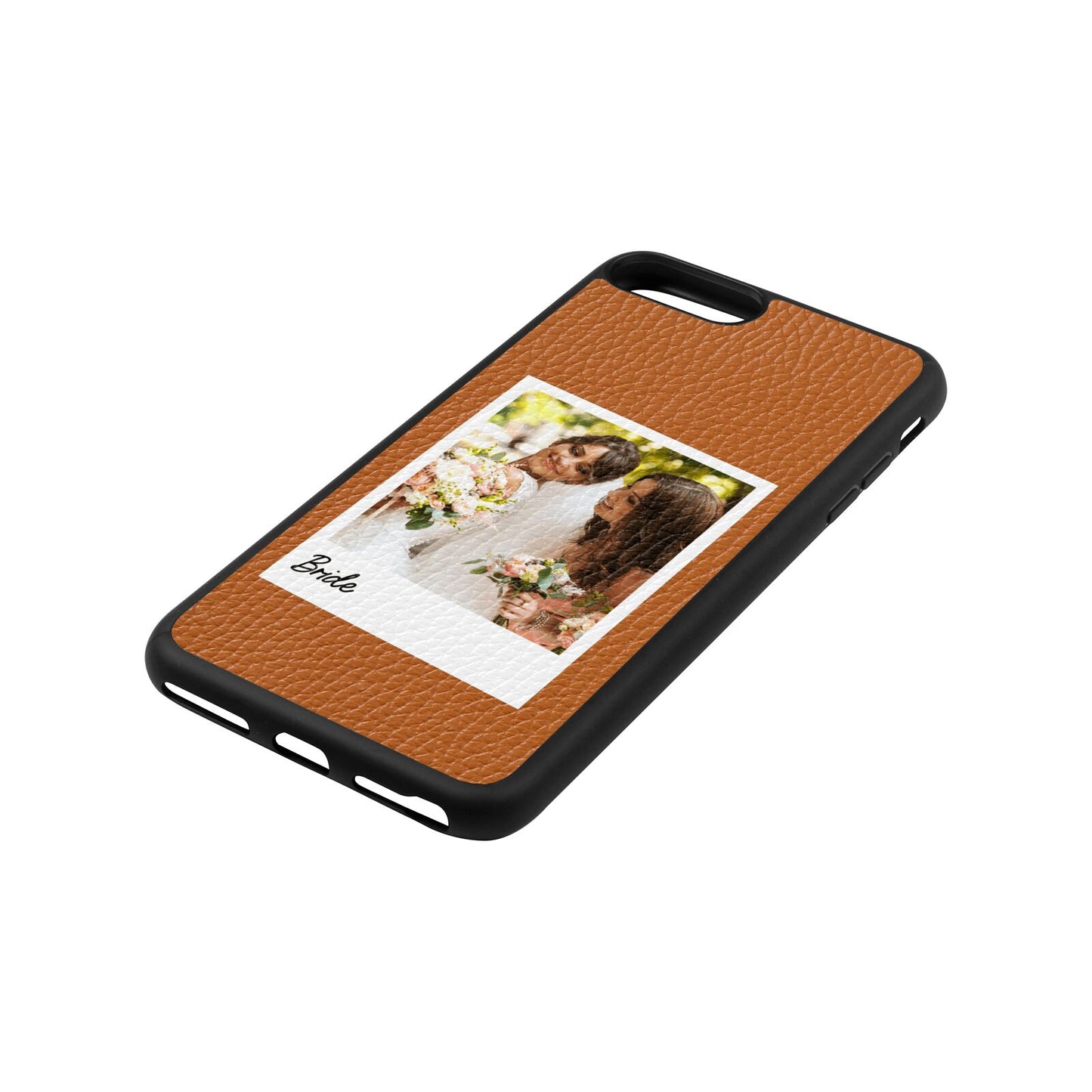 Bridal Photo Tan Pebble Leather iPhone 8 Plus Case Side Angle