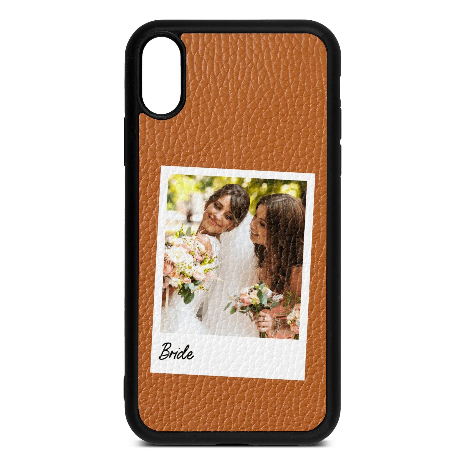 Bridal Photo Tan Pebble Leather iPhone Xr Case