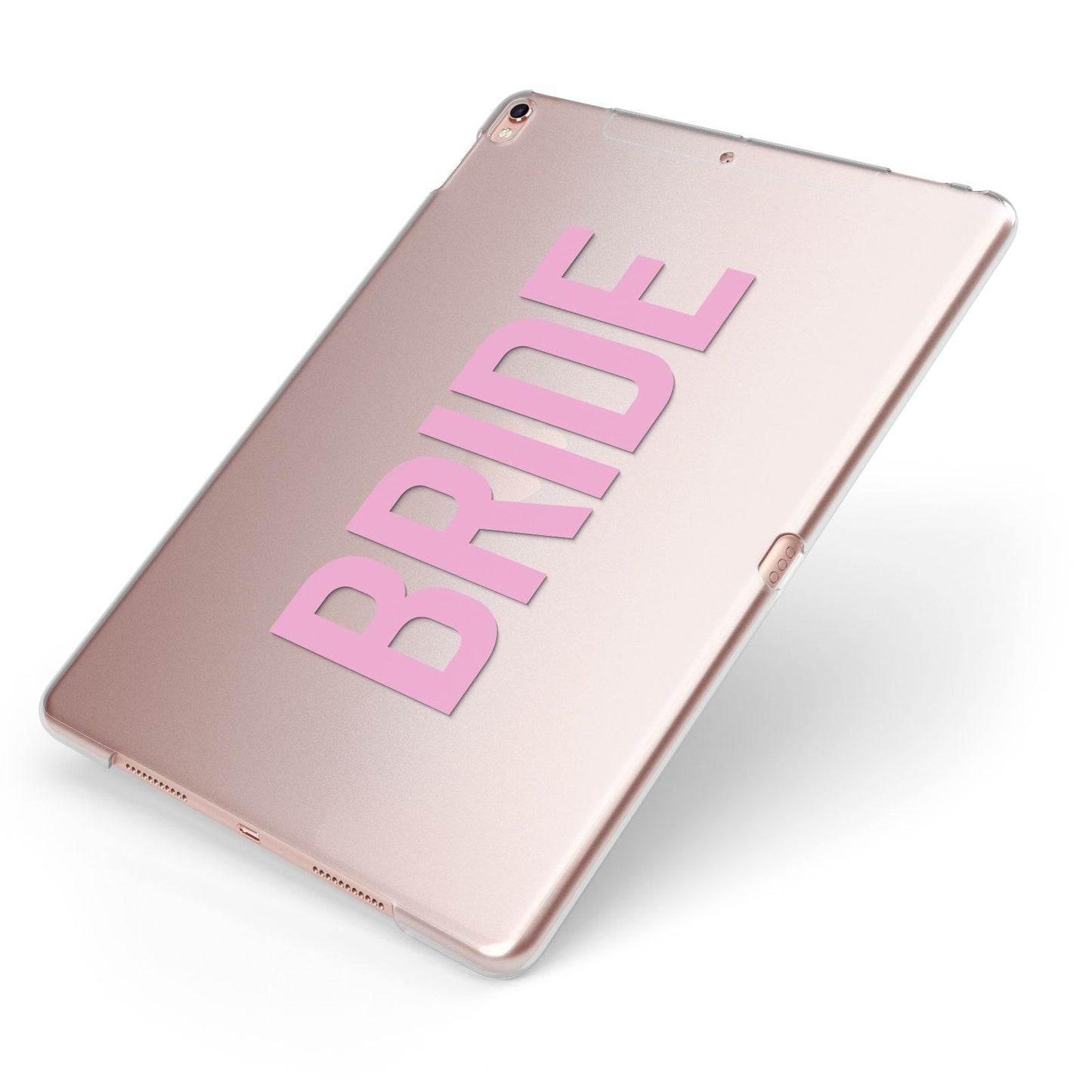 Bride Pink Apple iPad Case on Rose Gold iPad Side View