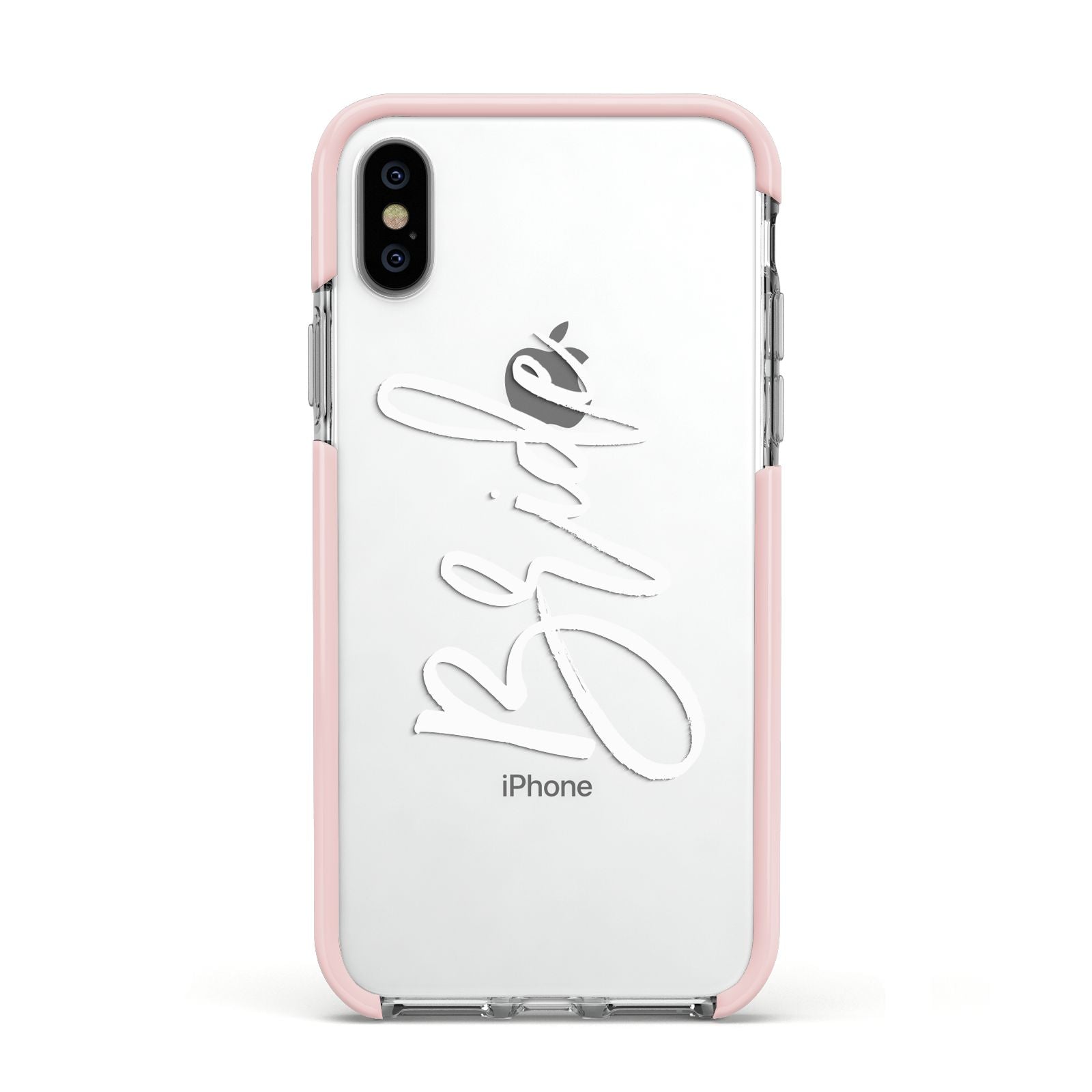 Bride Transparent Apple iPhone Xs Impact Case Pink Edge on Silver Phone