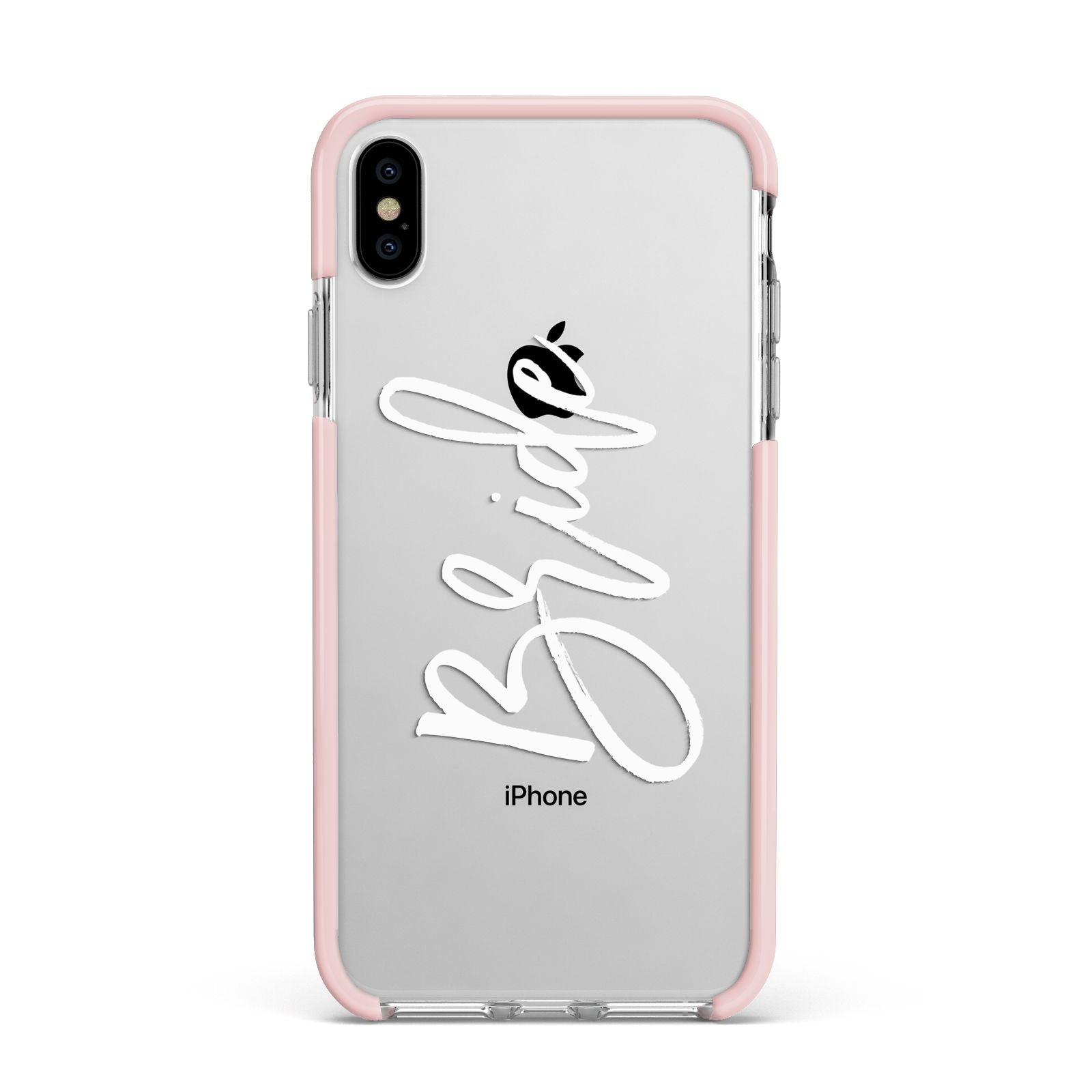 Bride Transparent Apple iPhone Xs Max Impact Case Pink Edge on Silver Phone