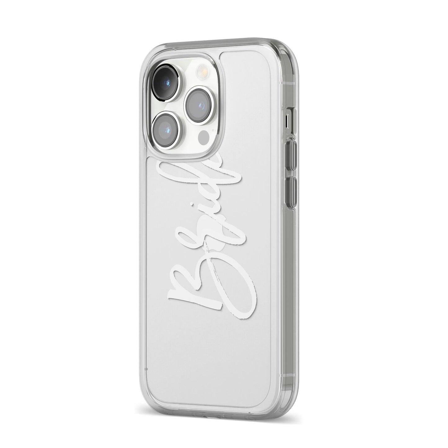 Bride Transparent iPhone 14 Pro Clear Tough Case Silver Angled Image