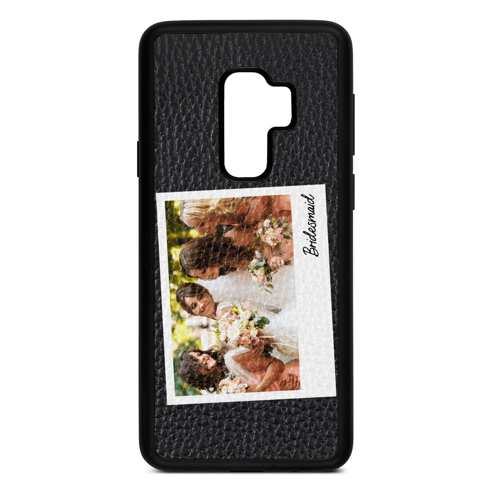 Bridesmaid Photo Black Pebble Leather Samsung S9 Plus Case