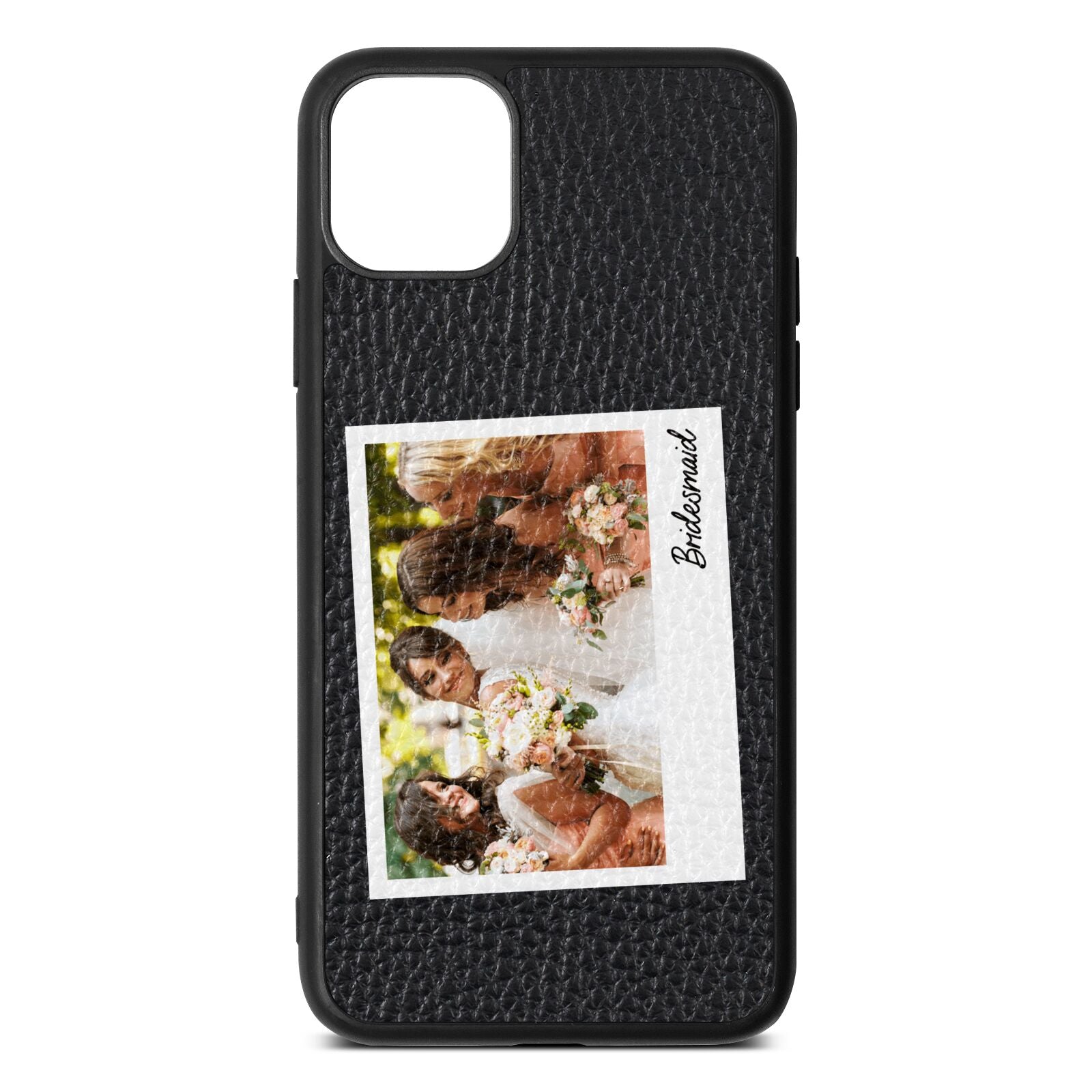 Bridesmaid Photo Black Pebble Leather iPhone 11 Pro Max Case