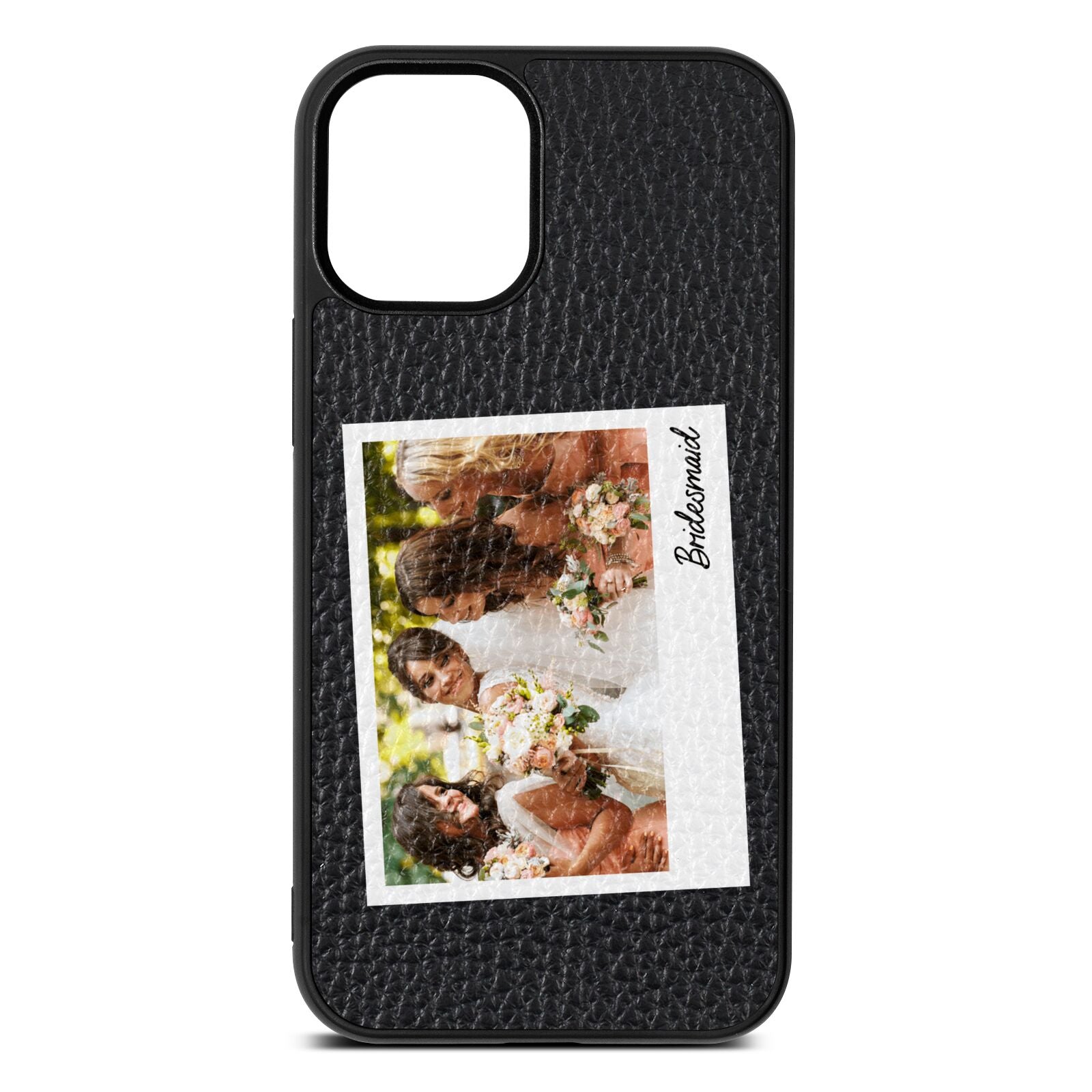 Bridesmaid Photo Black Pebble Leather iPhone 12 Mini Case