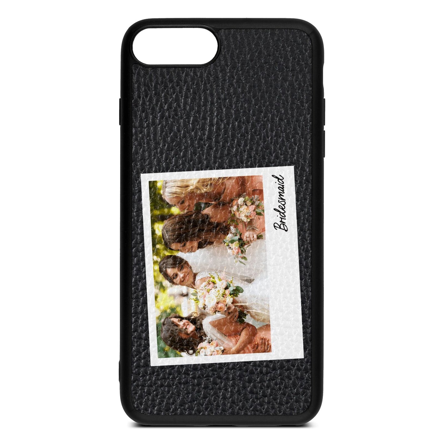 Bridesmaid Photo Black Pebble Leather iPhone 8 Plus Case